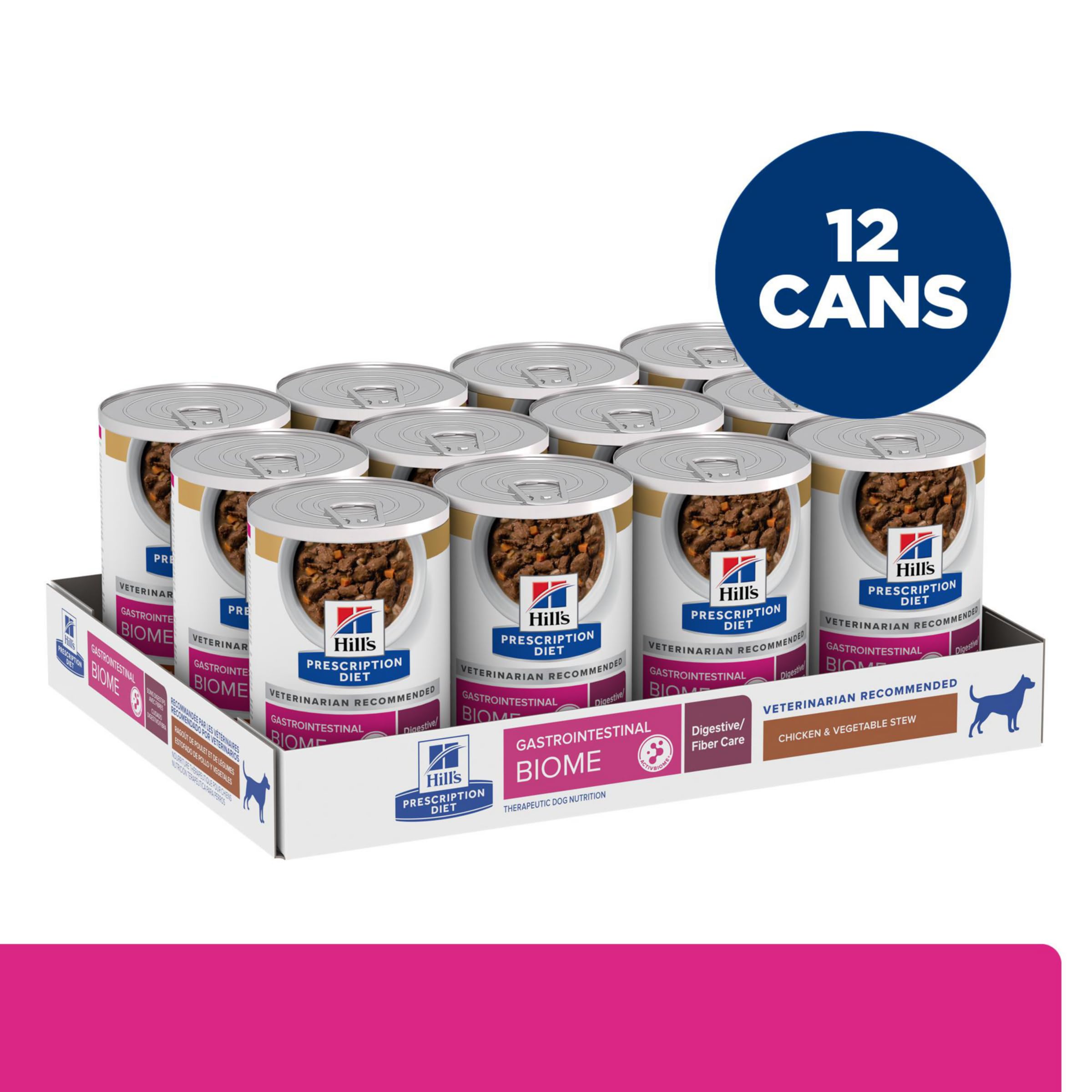 Hills Prescription Diet Gastrointestinal Biome Digestive/Fiber Care Chicken & Vegetable Stew Wet Dog Food, Veterinary Diet, 12.
