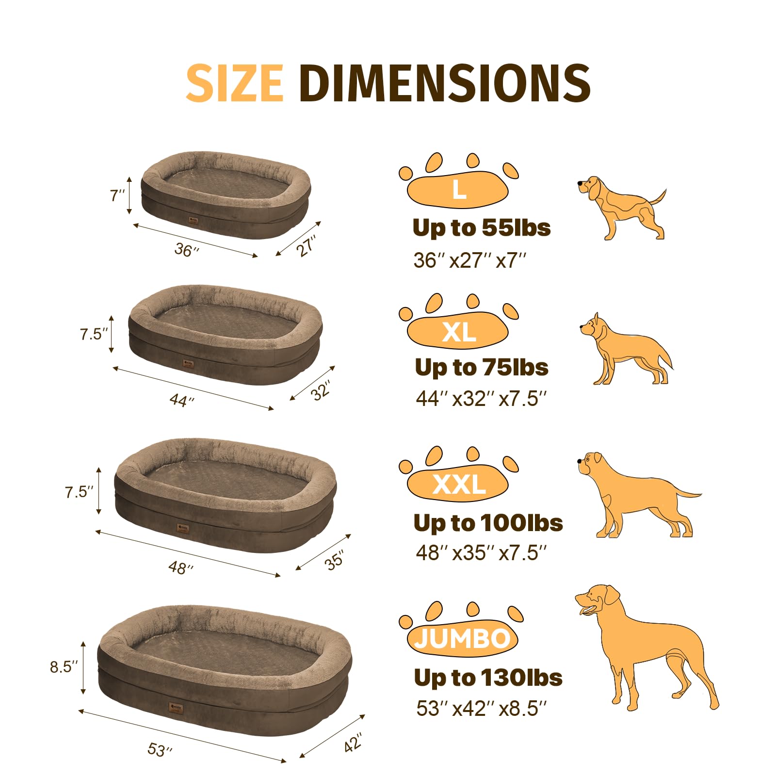 Orthopedic Waterproof Large Dog Bed: Memory Foam Washable Dog Bed With Bolsters - Xl Removable Orthopedic Pet Cover For Medium L