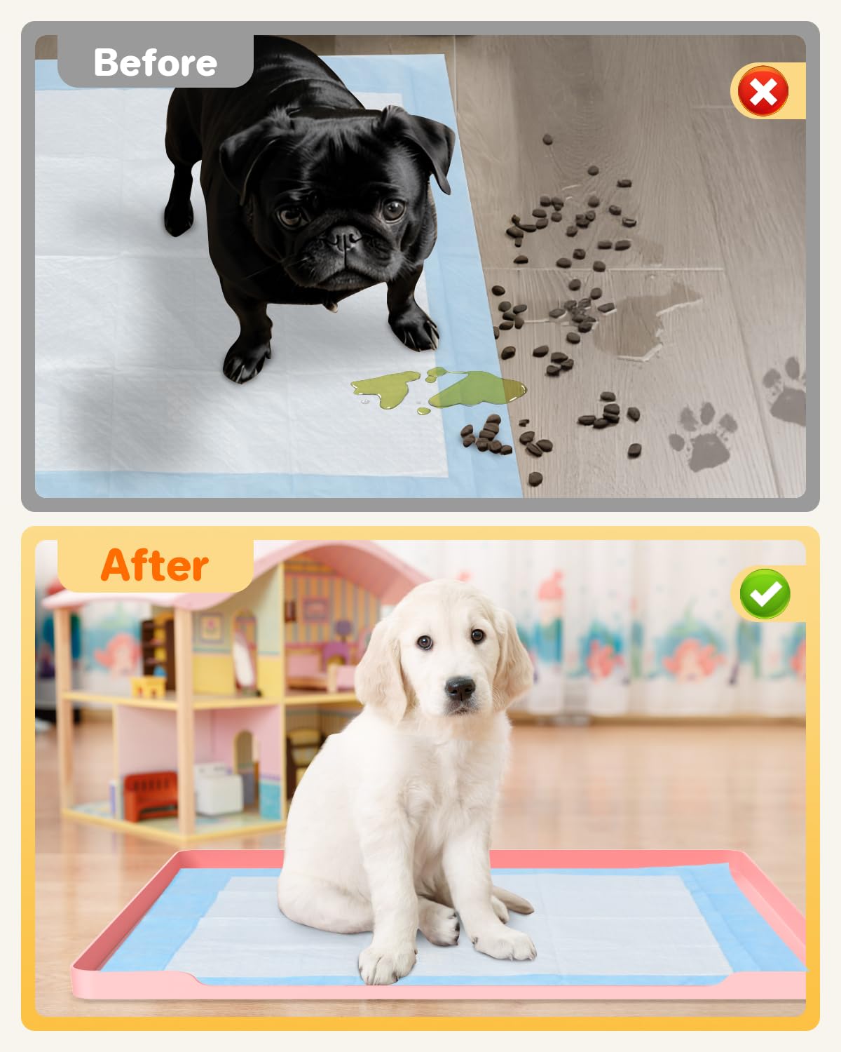 Aisslro 27''X27'' Dog Pad Holder [1 Inch Raised Edge] Dog Pee Pad Holder Non-Slip Silicone Mat & Leak-Proof Dog Potty Tray For F