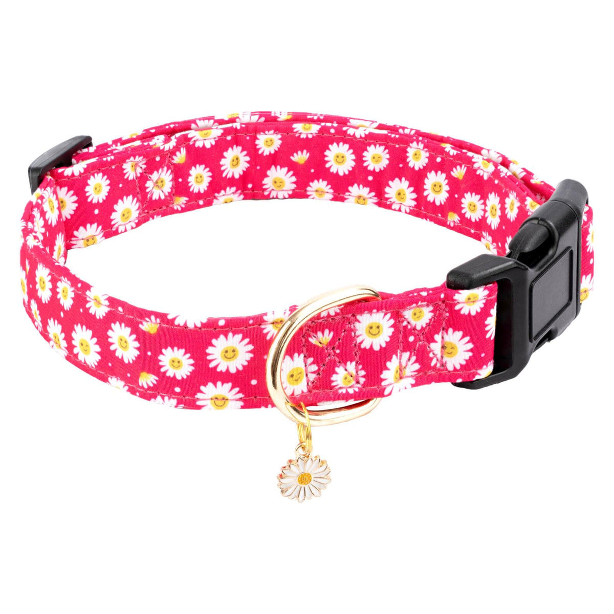 Gelwoo Cotton Dog Collar,Soft and Cute Puppy Collars with Flower Patterned Design for Girl Female Boy Dogs,Adjustable Buckle Pet