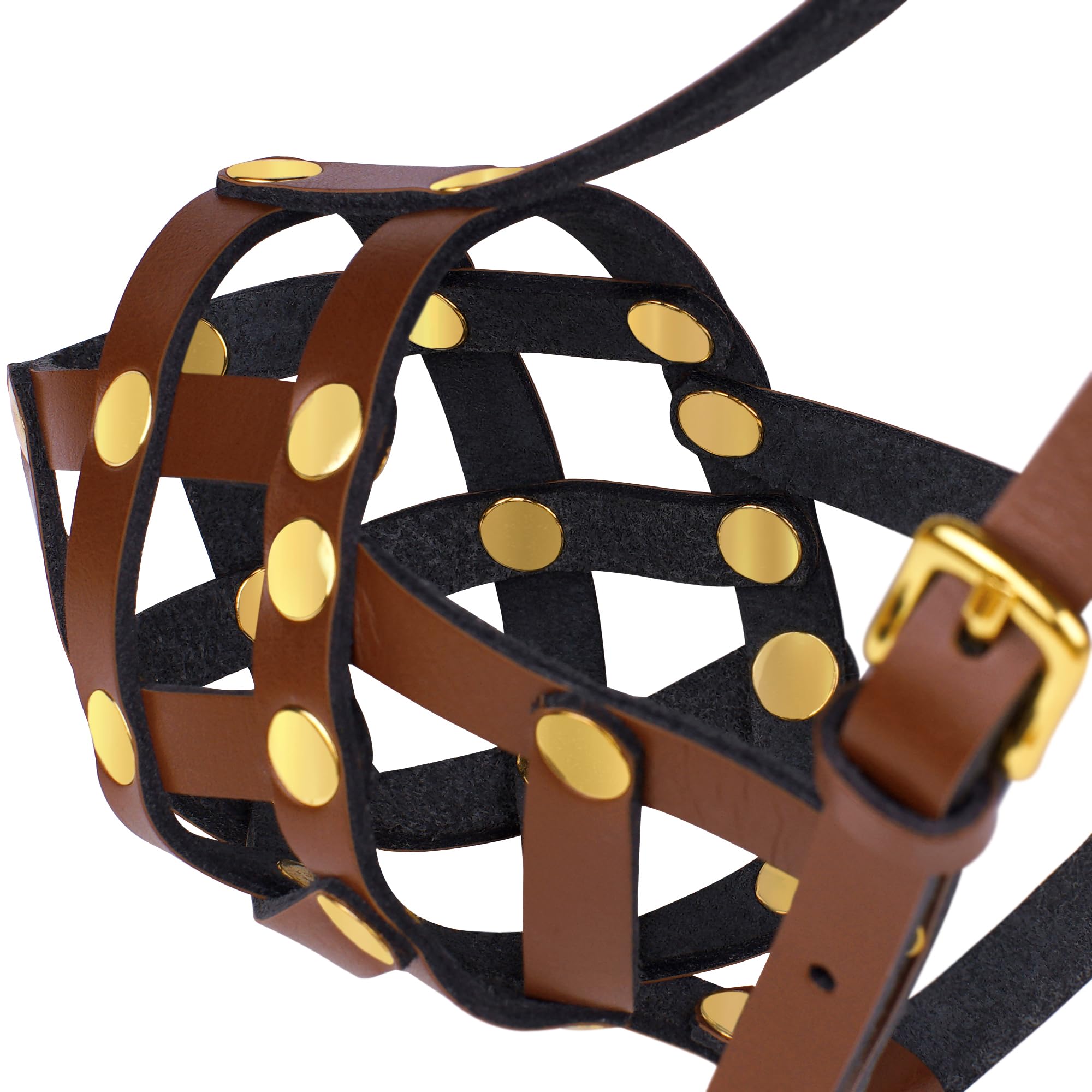 Oopsdoggy Cocker Spaniel Dog Muzzle For Small Dogs - Leather Breathable Secure Basket Muzzle For Small Medium Breeds Prevents Bi