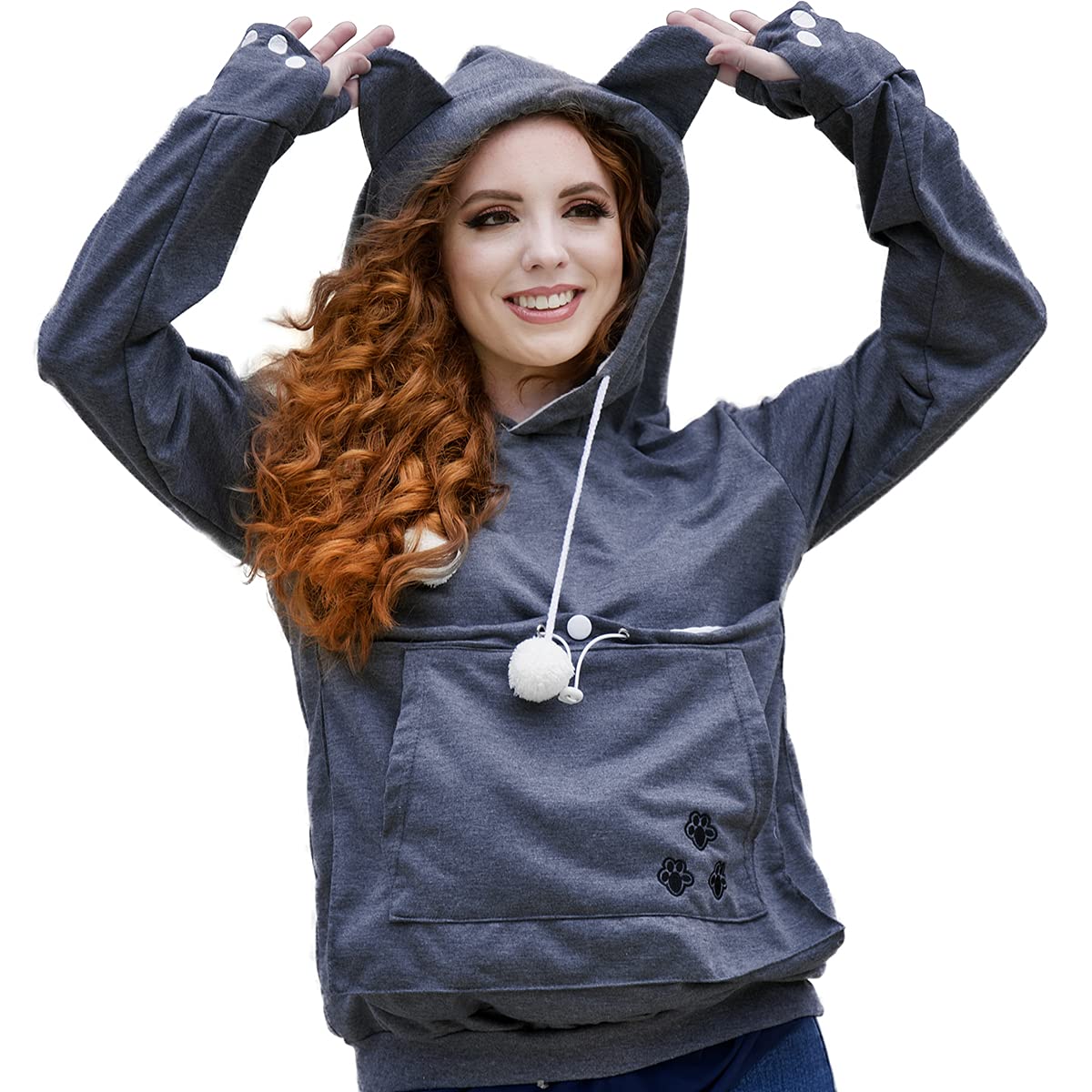 Unisex Big Pouch Hoodie Long Sleeve Pet Dog Holder Carrier Sweatshirt,Dark Gray,Xxxx-Large