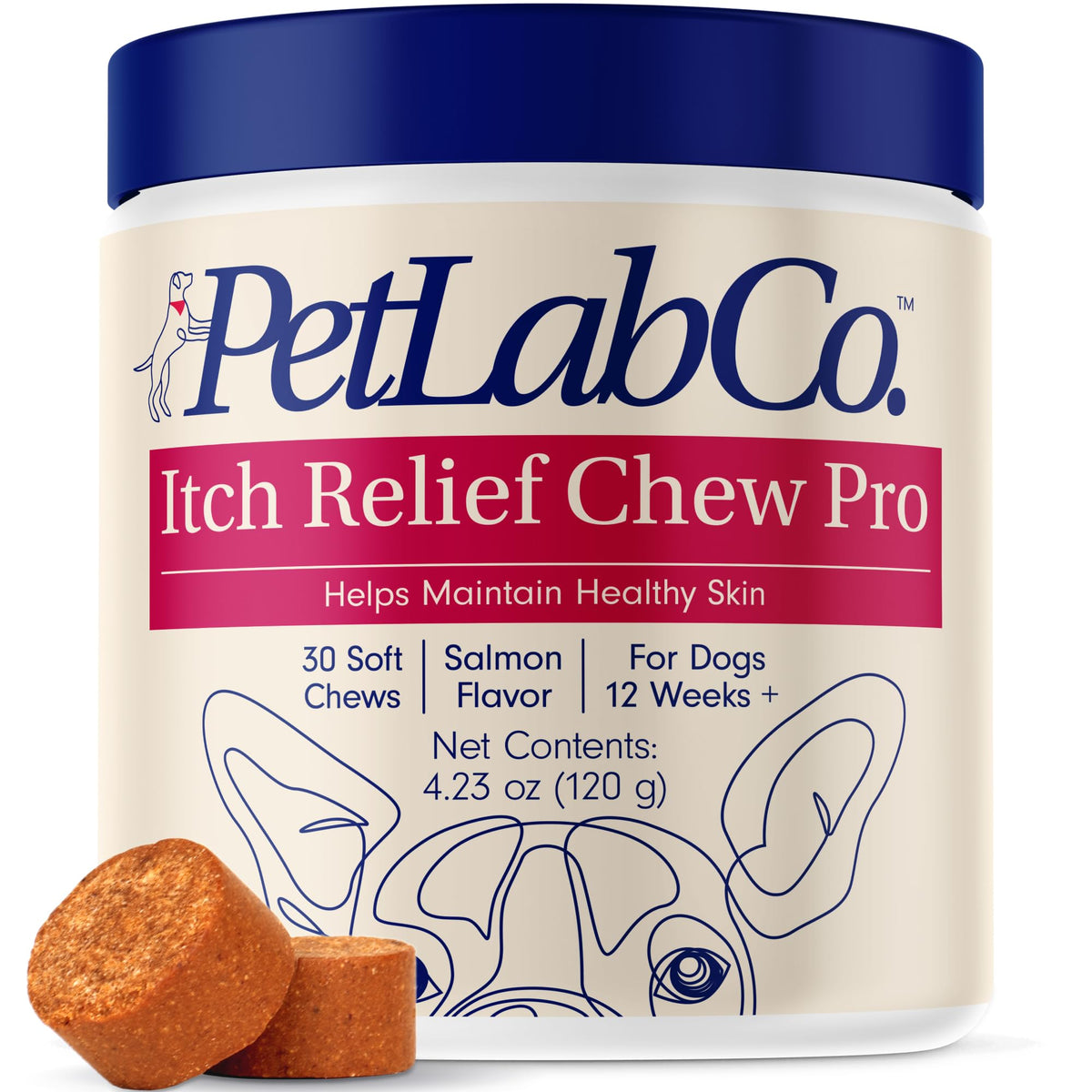 Petlab Co. Salmon Itch Relief Chew Pro For Dogs – Omega 3 For Dogs Itch Supplement - Packed With Beneficial Fatty Acids For Healthy Skin – Seasonal Allergies Support