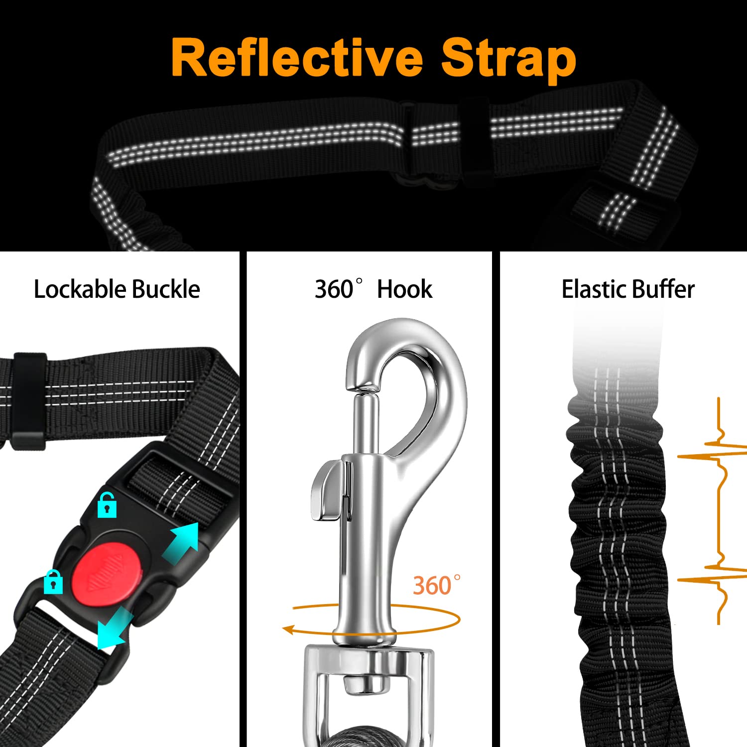 Chzuober Chew Proof Dog Car Seat Belt, 2 In 1 Steel Cable Dog Car Accessories Headrest Restraint Dog Seat Belt For Medium Large Dogs Chewer Heavy Duty Dog Seatbelt For Cars Swivel Attach