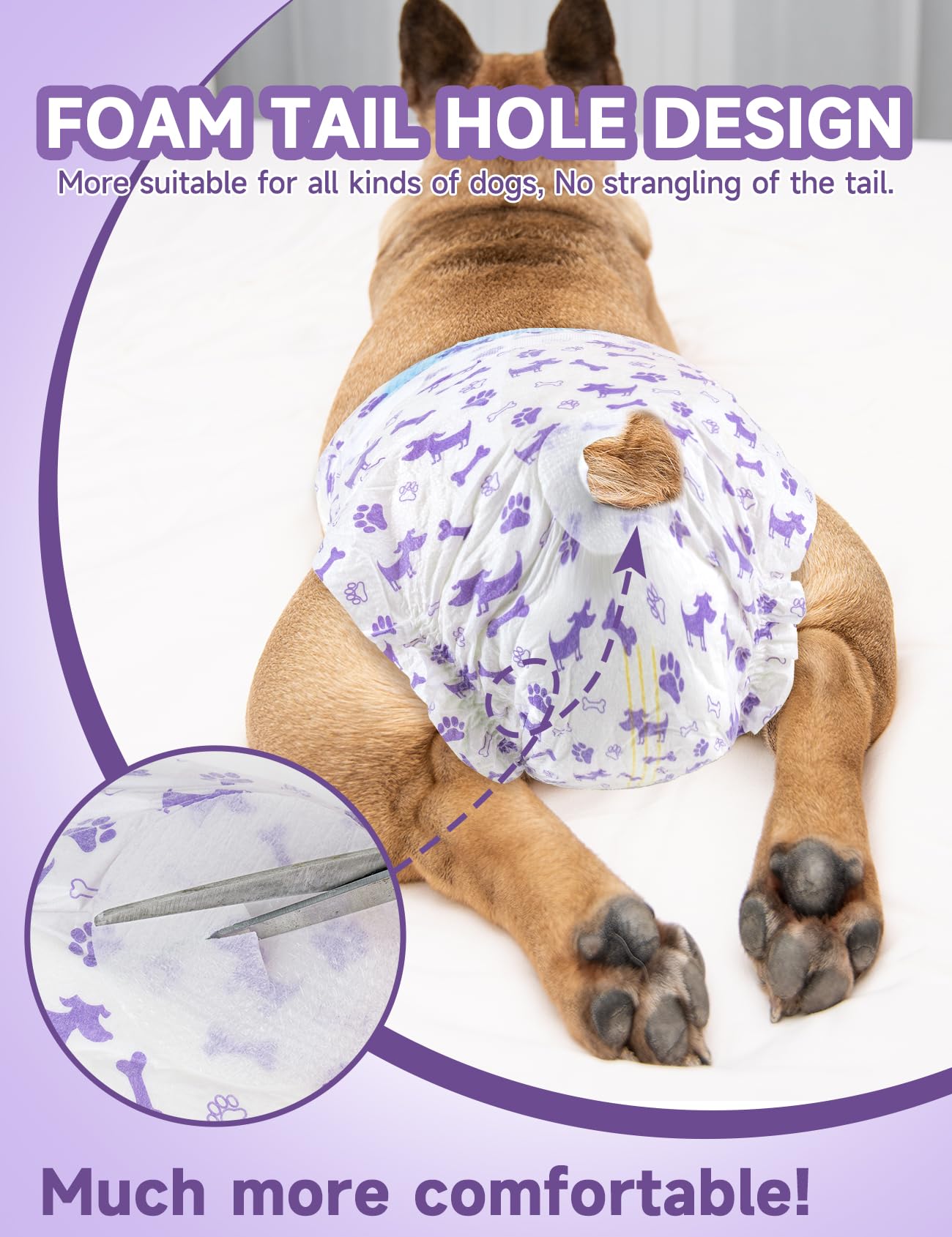 MICOOYO Disposable Dog Diapers Female, Doggie Diapers for Dogs Female, Super Absorbent Pet Diapers Foam Tail Hole Female Dog Dia