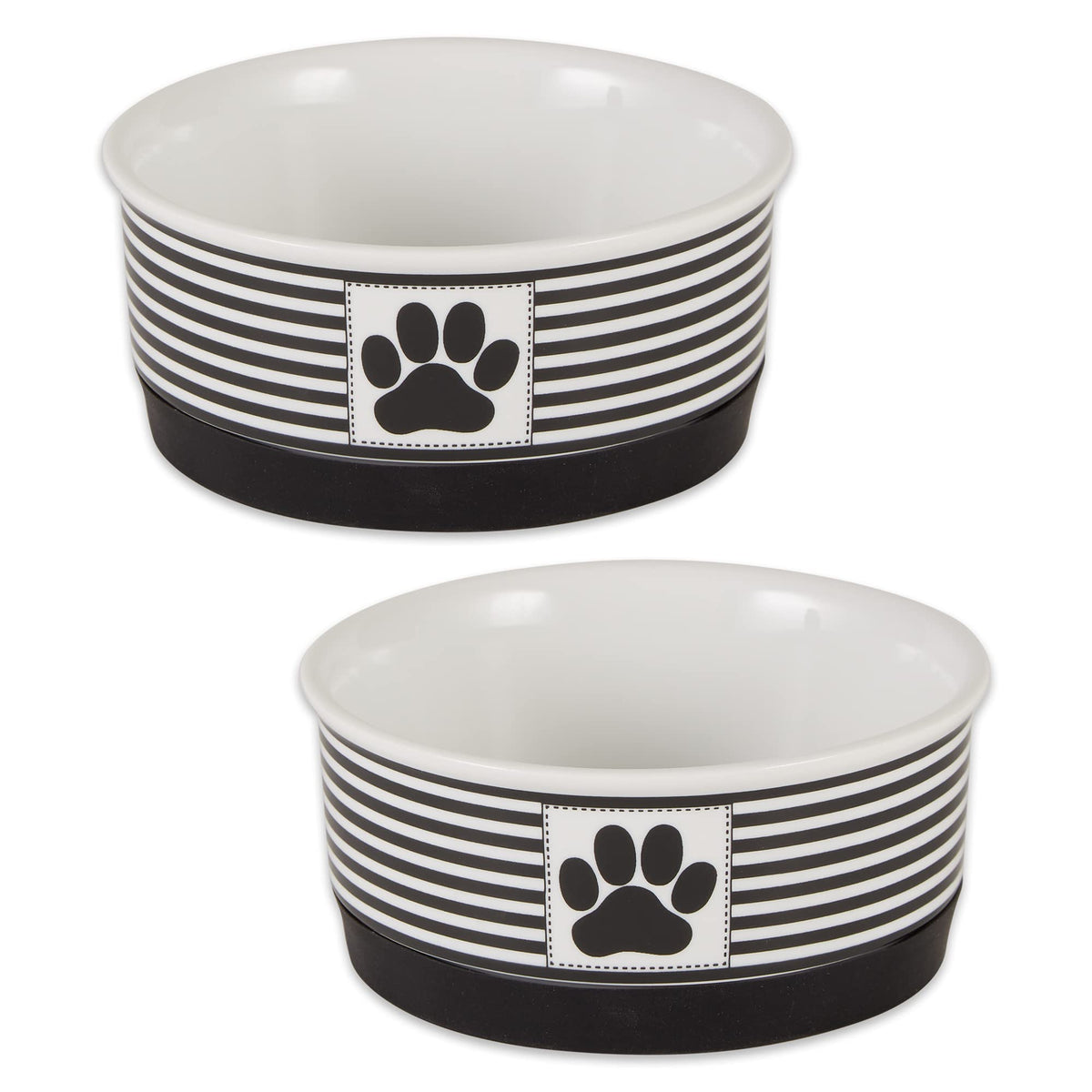 Bone Dry Paw & Patch Ceramic Pet Collection, Small Set, 4.25x2, Black, 2 Piece,5742