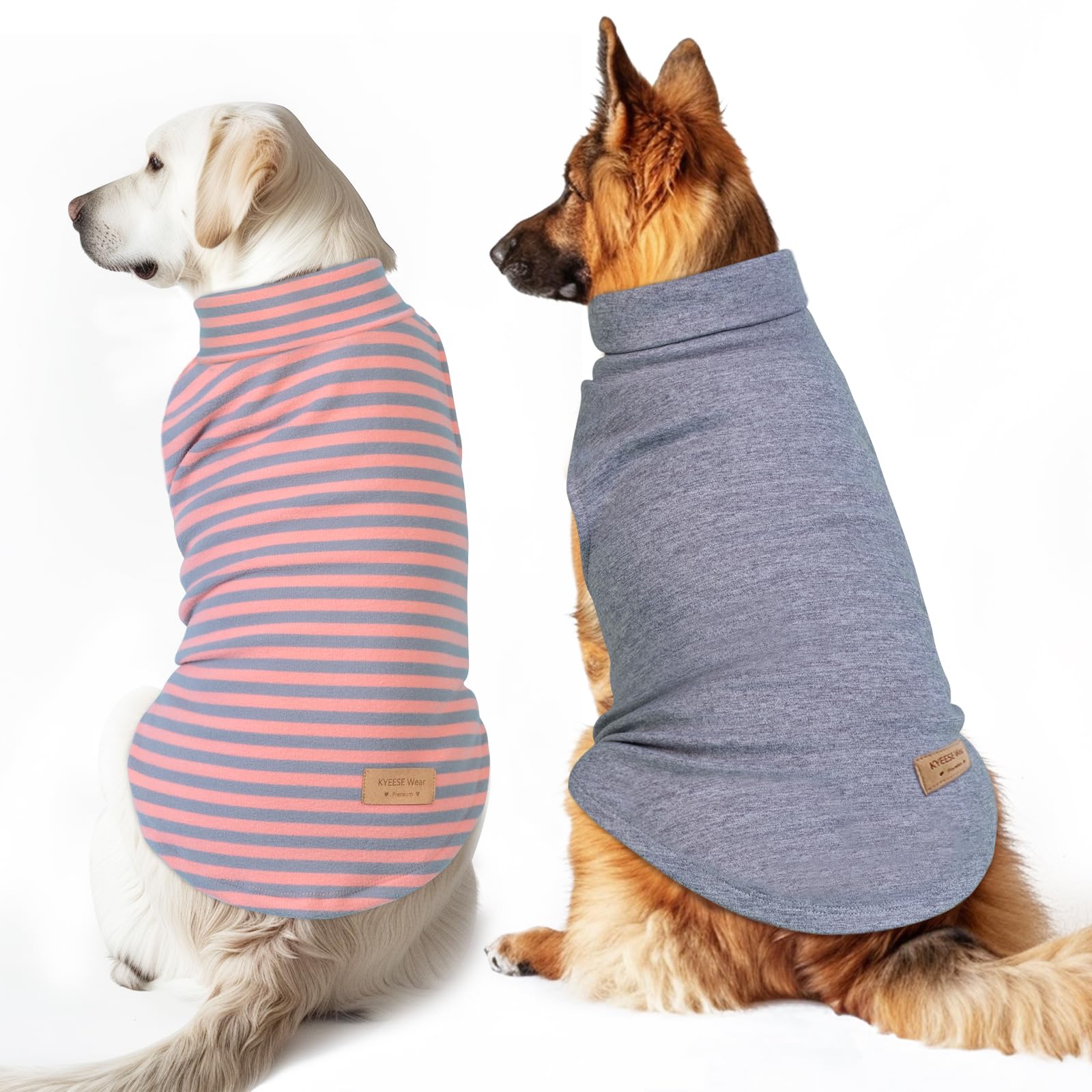 Kyeese 2Pack Dog Coat Turtleneck Stretchy Dog Sweater Super Soft Dog Cold Weather Coat For Medium Dogs In Sleeveless Design, Grey,2Xl