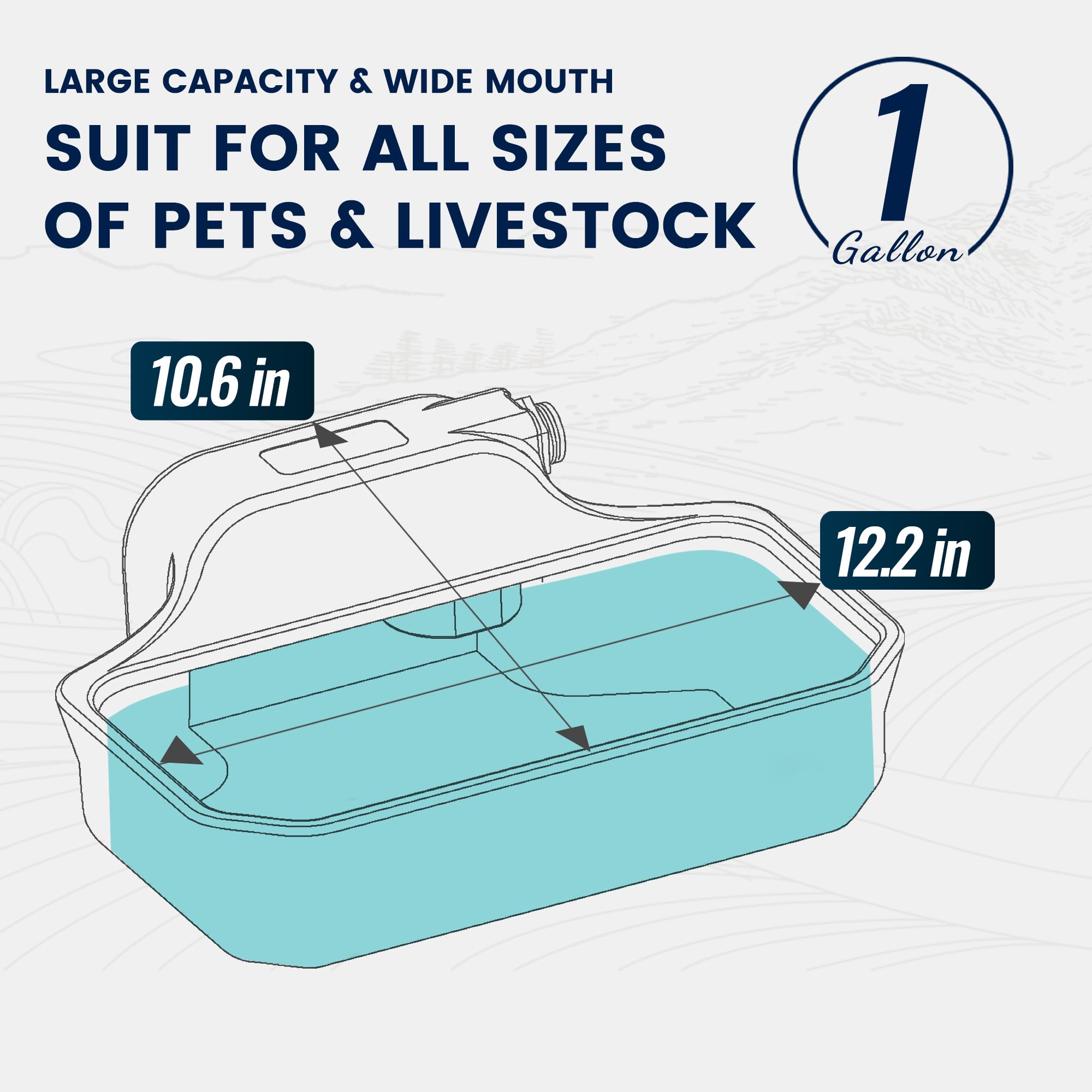 Petimi Automatic Dog Water Dispenser, 1 Gallon Auto-Fill Dog Water Bowl Dispenser For Indoor/Outdoor, Large Water Feeder For Pet