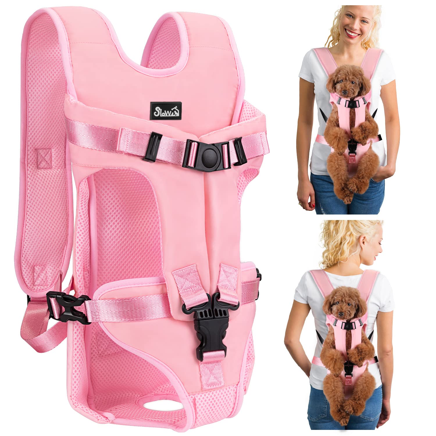 Lukovee Dog Backpack Carrier, Legs Out Easy-fit Dog Front Carrier for Small Medium Dogs, Adjustable Hands Free Dog Chest Carrier