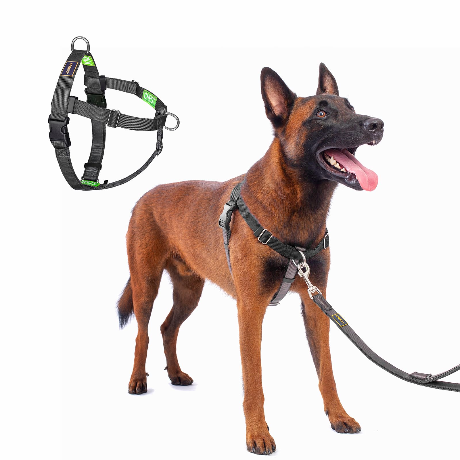 APDEXY No Pull Dog Harness Freedom Walking, Easy Walk with Front and Back Stainless D-Rings, Sewn-in Instructions Tags for Easy 