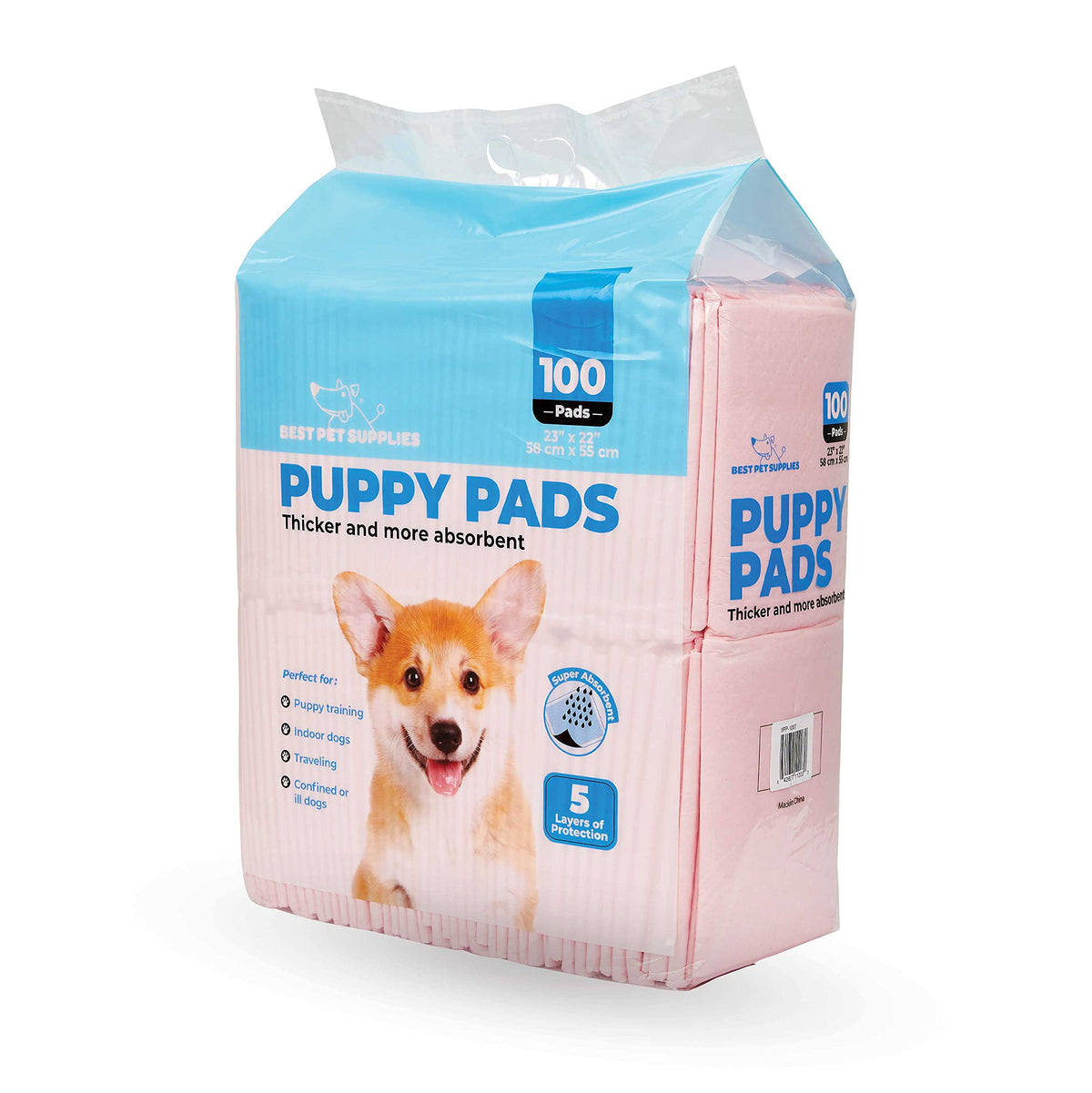 Best Pet Supplies Disposable Puppy Pads For Whelping Puppies And Training Dogs, 100 Pack, Ultra Absorbent, Leak Resistant, And T