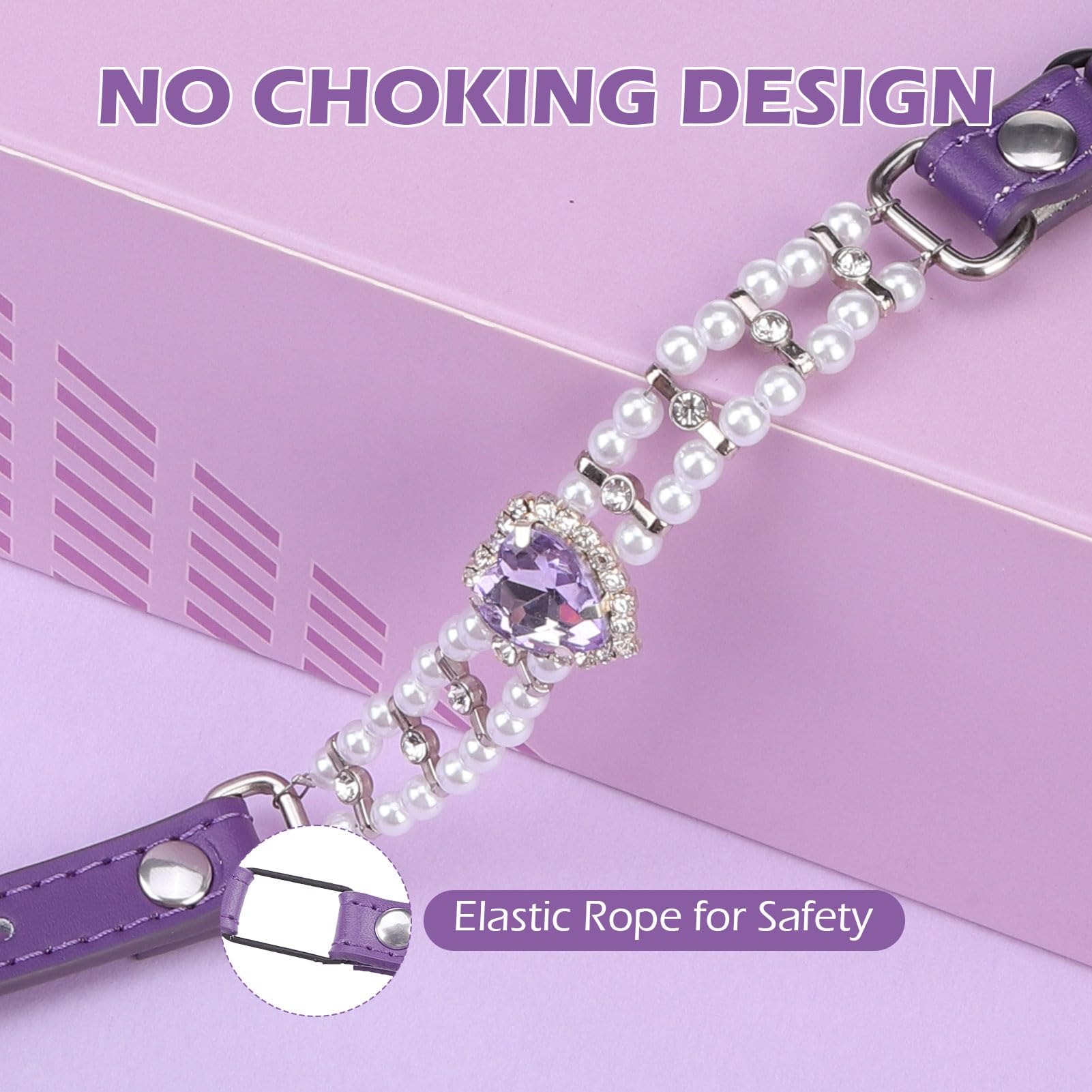 Expawlorer Cat Collar Leather With Bell And Safety Elastic Belt,Personalized Rhinestones Bling Adjustable Collars For Cats Kitty