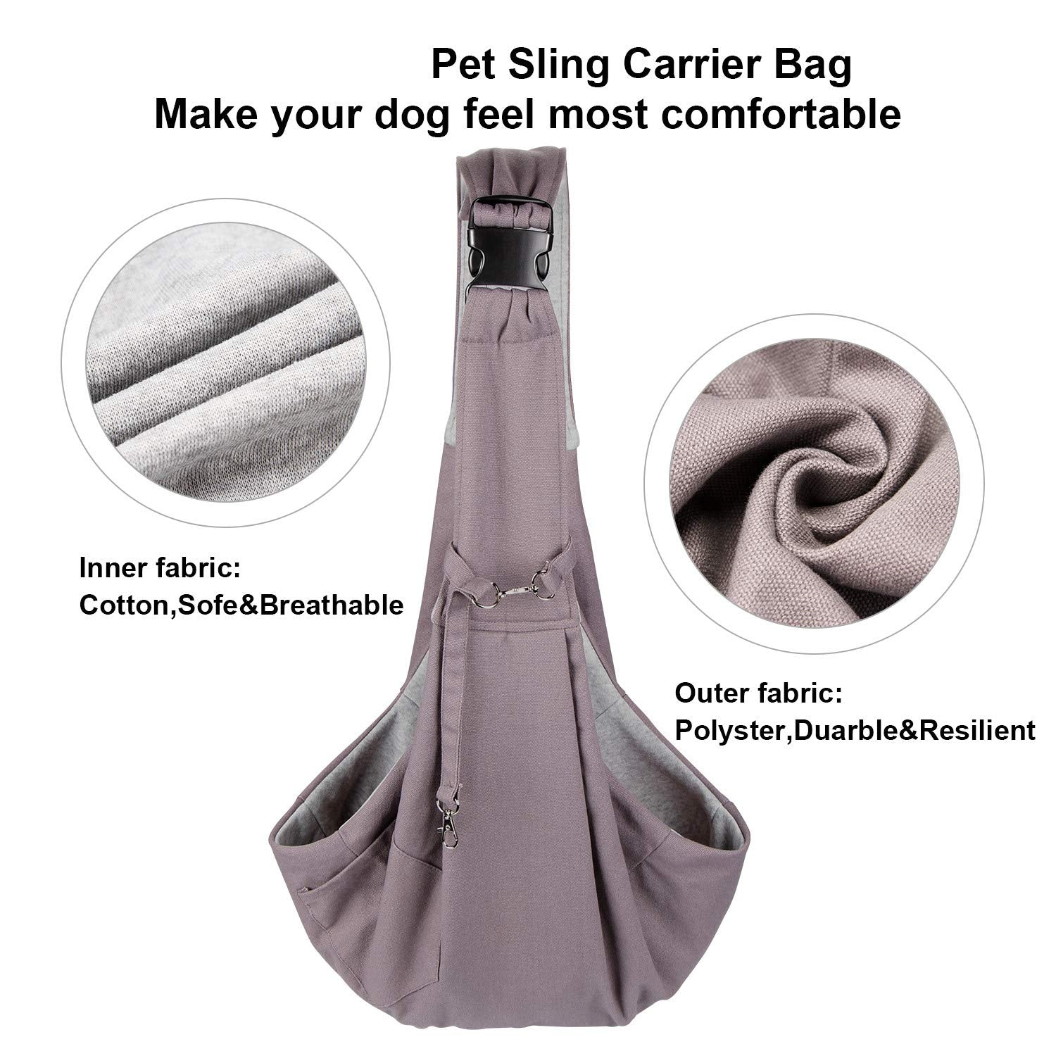 Ownpets Pet Sling Carrier, Pet Sling Carrier Bag Safe,Fit 10~15Lb Cats&Dogs, Comfortable, Adjustable, Perfect For Daily Walk, Outdoor Activity And Weekend Adventure