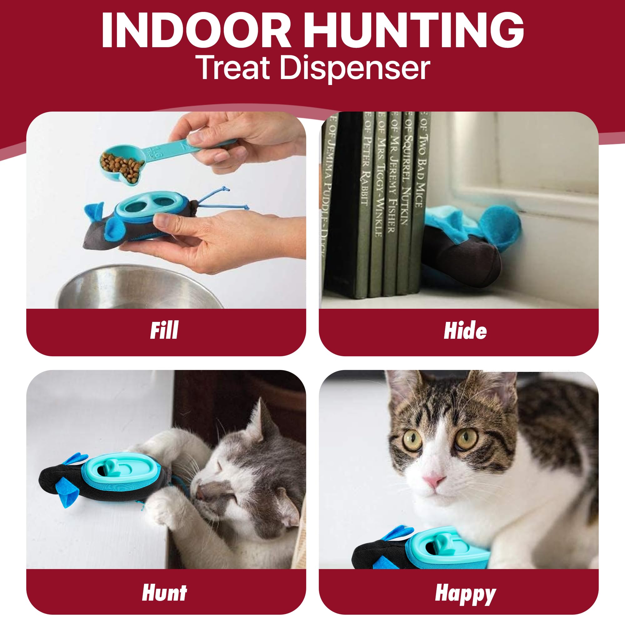 Spot Doc And Phoebe'S Cat Hunting Feeder - Interactive Indoor Slow Feeder & Treat Dispenser Toy, Encourage Natural Instinct To Hunt, Solve Behavioral Problems & Obesity, Set Includes 3 Mice And Scoop