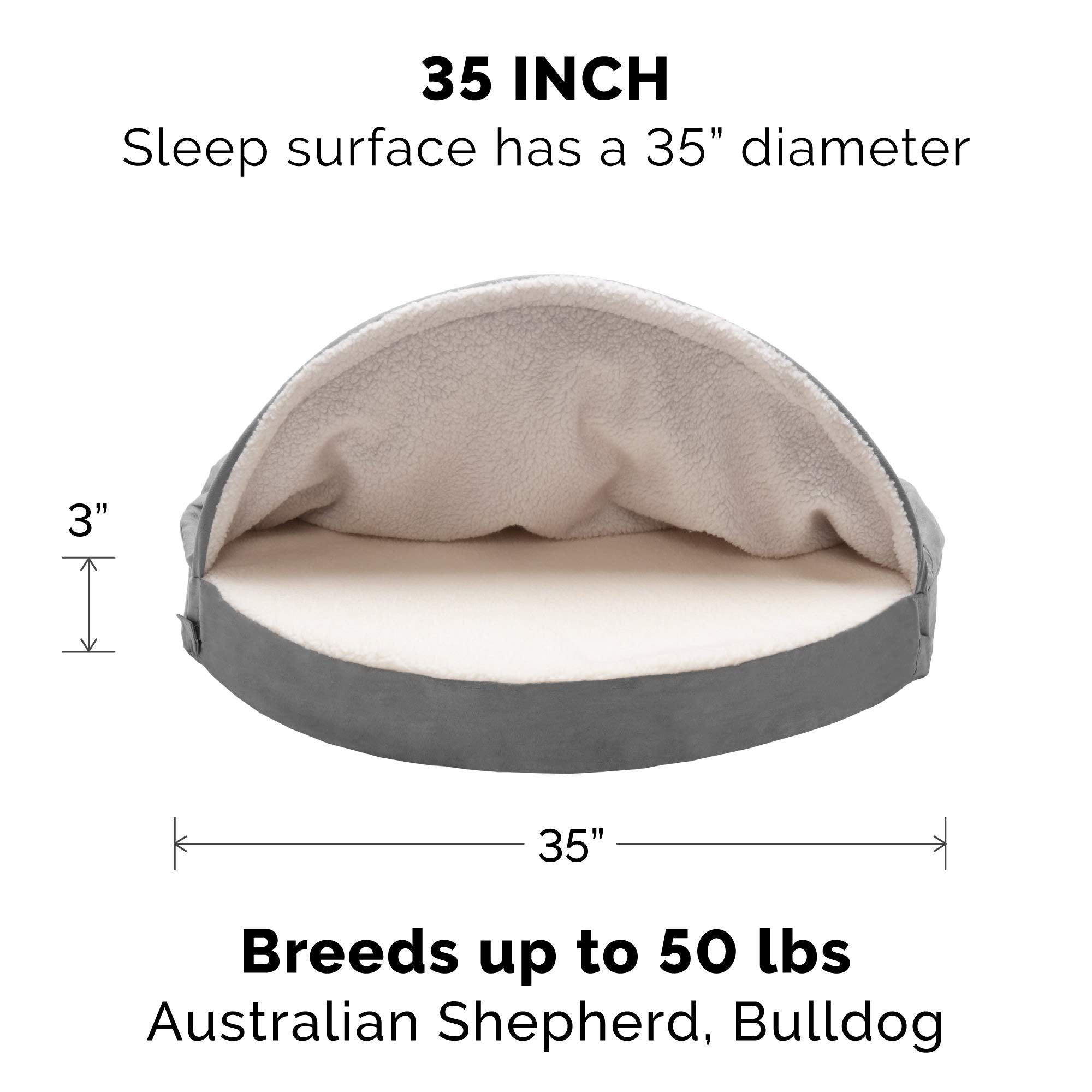 Furhaven Orthopedic Dog Bed - 35" Round for Medium/Large Dogs, Removable Washable Cover, Gray, Model 95408037