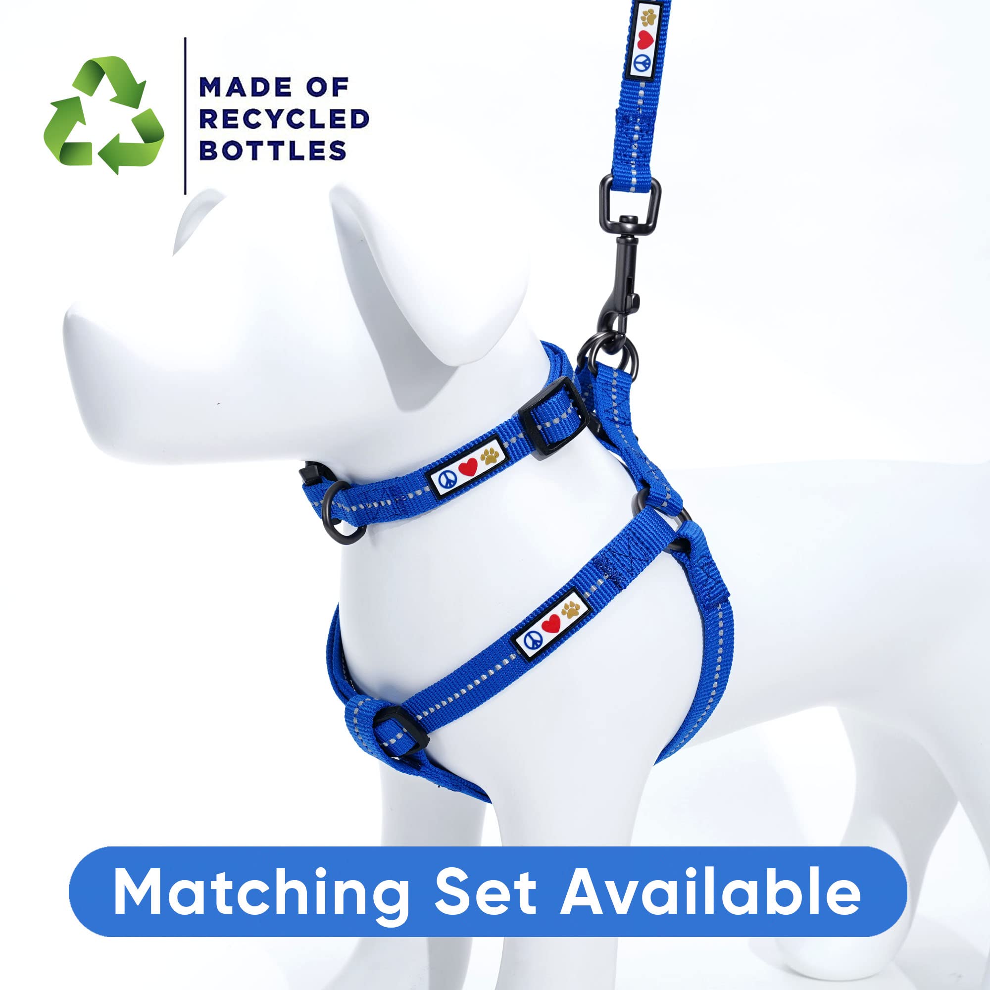 Pawtitas Recycled Dog Harness With Reflective Stitched A Puppy Harness Made From Plastic Bottles Collected From Oceans Small Blu