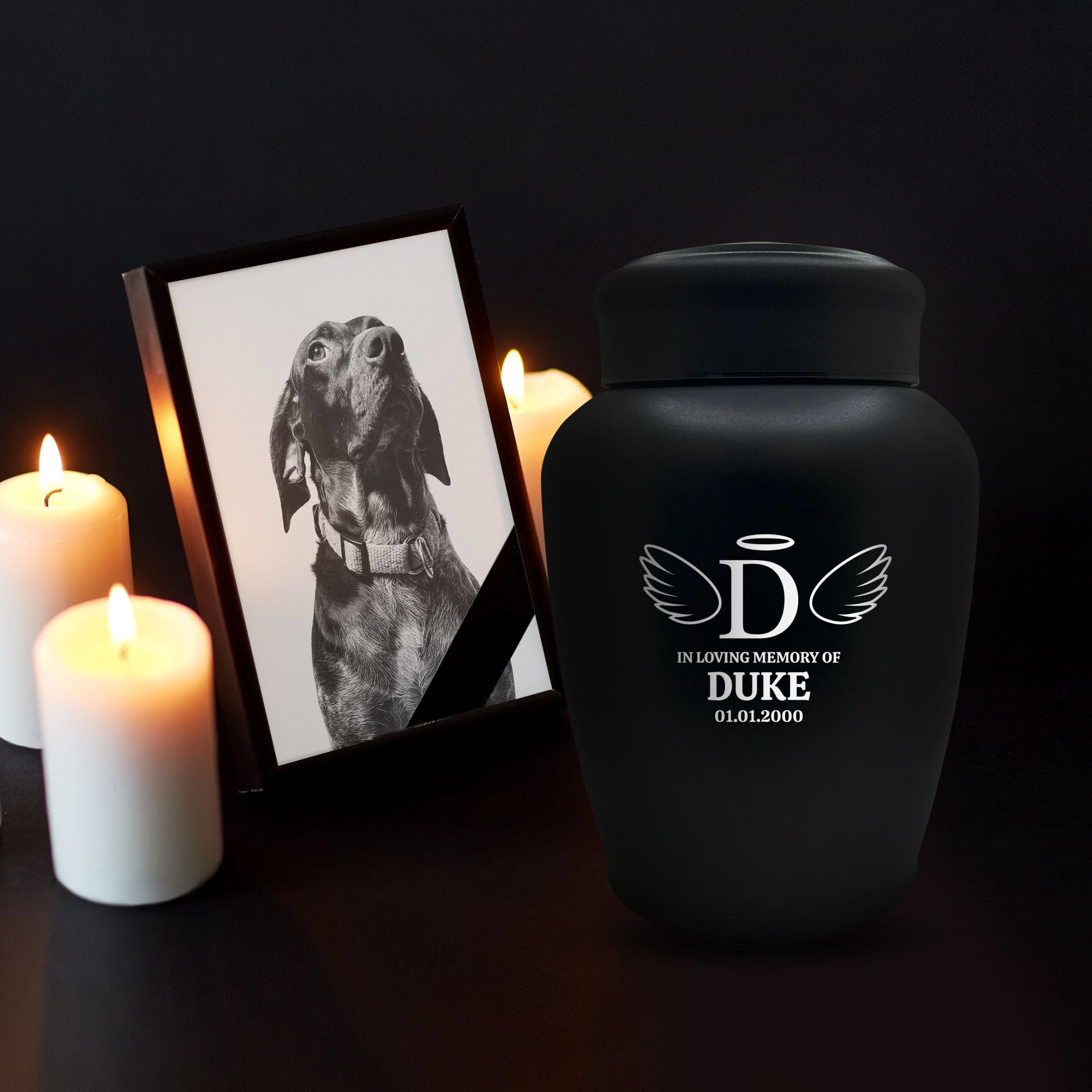 Personalized Custom Dog Urn Engraved Dog Name And Date - Stainless Steel Large Cremation Urns For Dogs Ashes With Airtight Closu