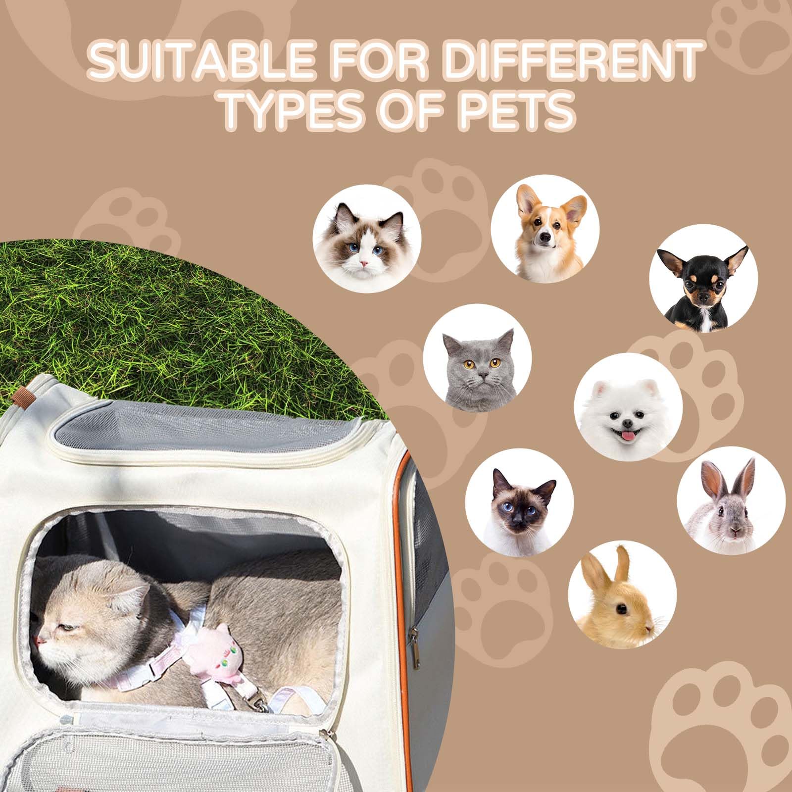 Laifutu Cat Backpack With Collapsible Bowl, Cat Backpack Carrier Maximum Capacity 14Kg, Cat Carrier Backpack Ventilation Design,