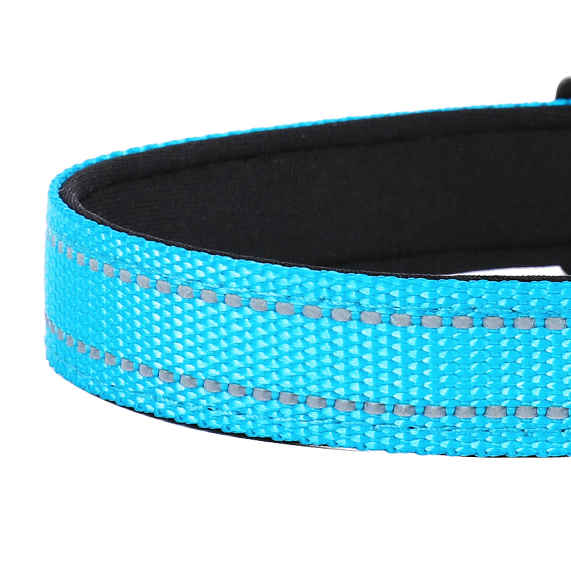 Pwod Reflective Dog Collar, Adjustable Soft Neoprene Padded Nylon Pet Collars With Buckle For Extra Large Dogs, Sky Blue,Xl