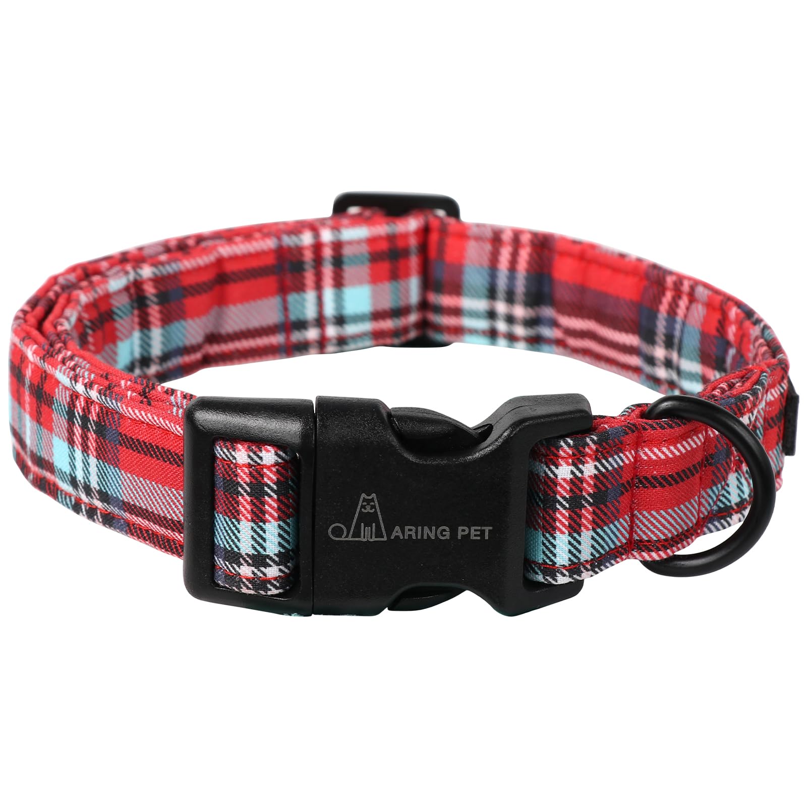 Aring Pet Christmas Dog Collar Cute Red Plaid Dog Collar, Adjustable Cotton Christmas Dog Collars Puppy Collar For Small Medium 