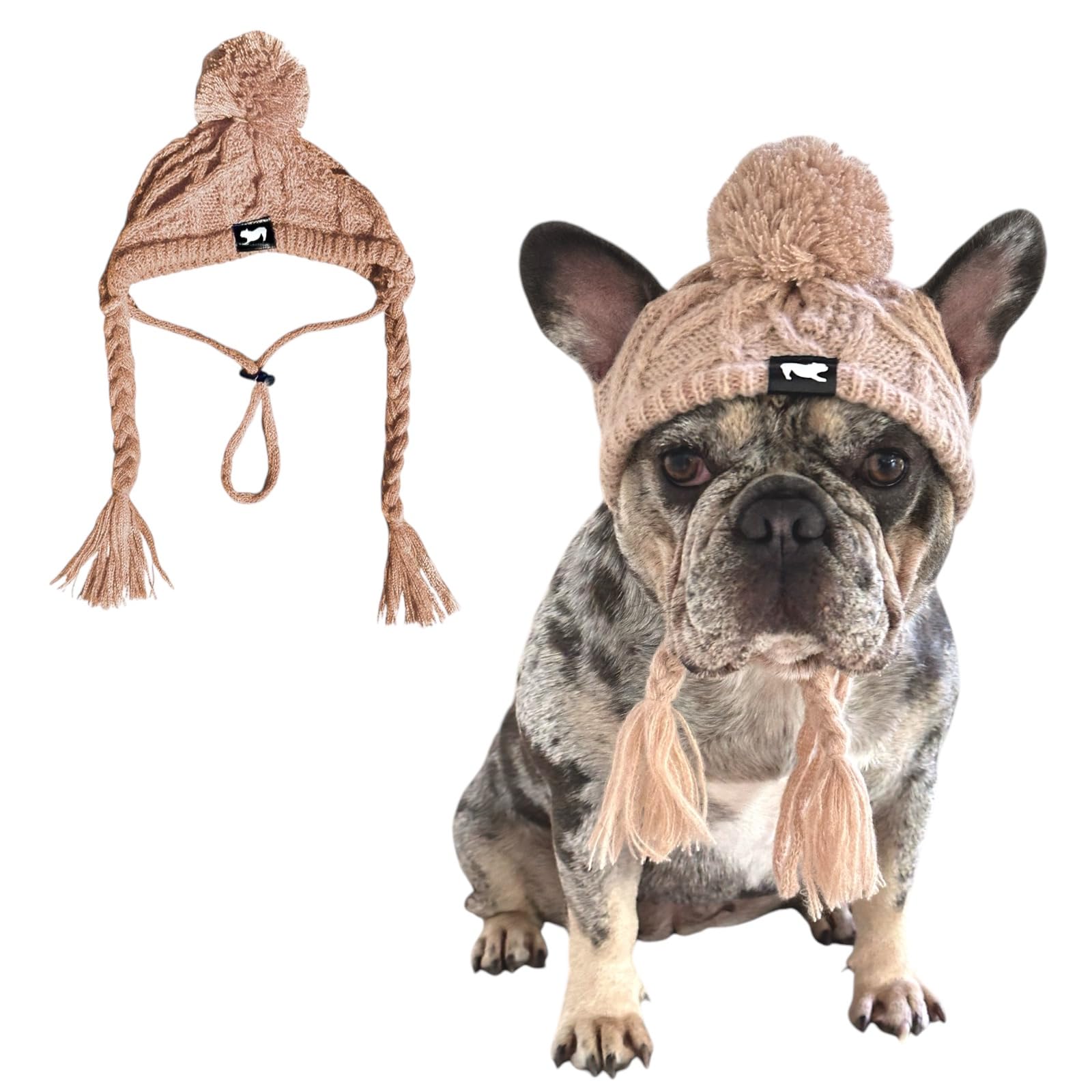 Classic Dog Knit Hat With Ear Holes & Adjustable Chin Strap - Soft Fabric Beanie For French Bulldog - Stylish Dog Accessory - Be