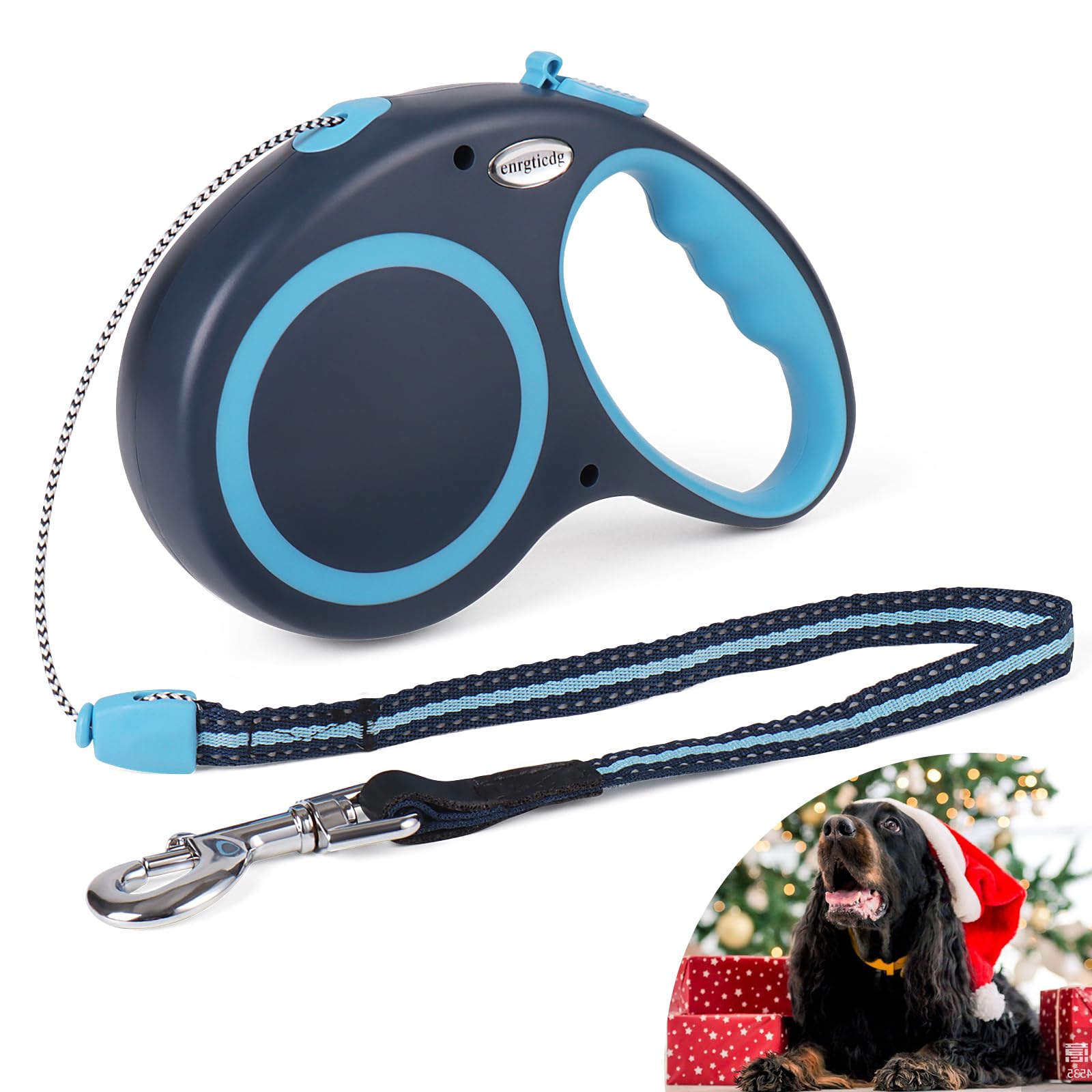 Enrgticdg 30Ft Retractable Dog Leash,Heavy Duty Great Leash For Dog Up To 77 Lbs,Night Reflection,One-Handed Brake, Strong Nylon