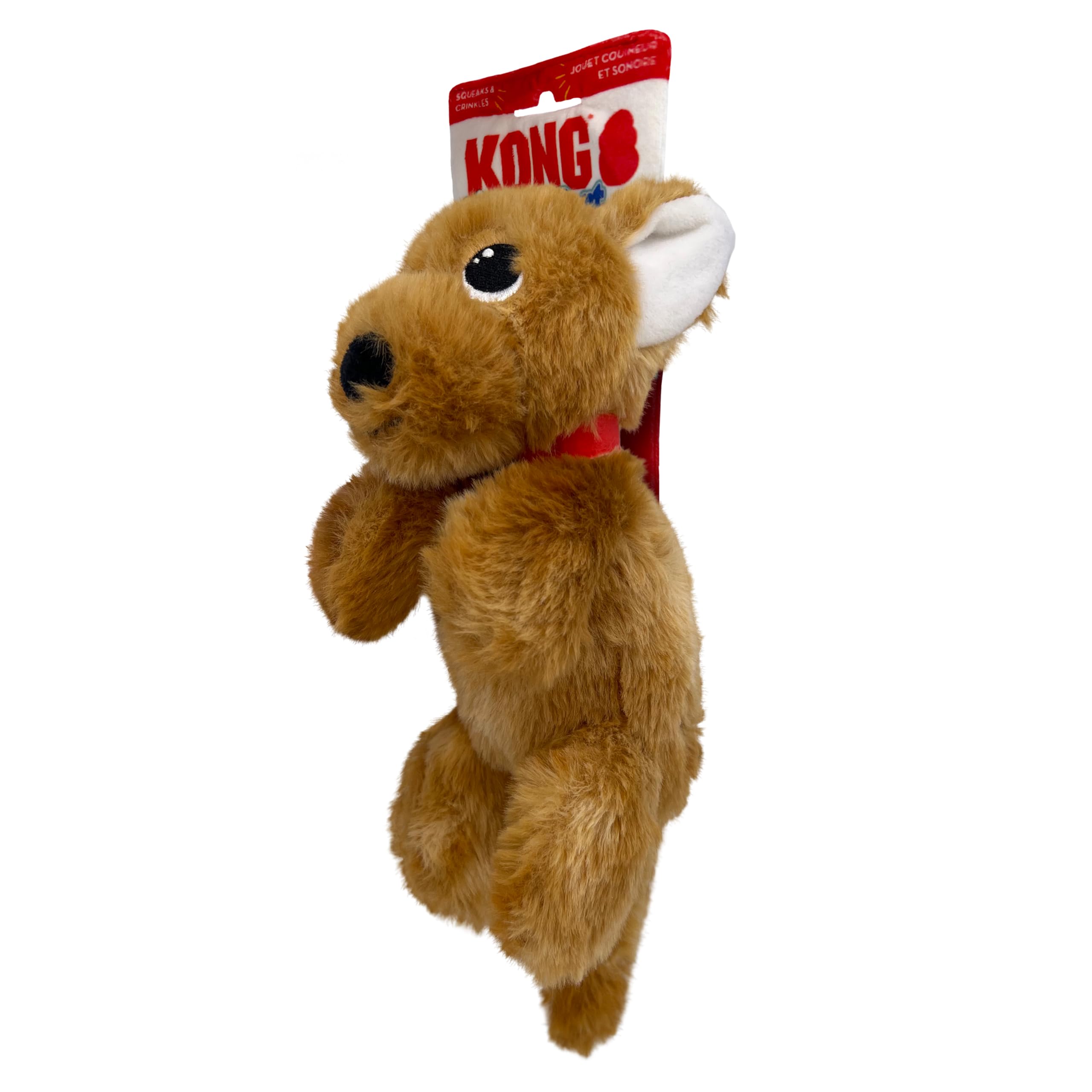 Kong Comfort Pups Low Stuffing Plush Fur And Crinkly Noise With Squeaker (Small, Peanut)