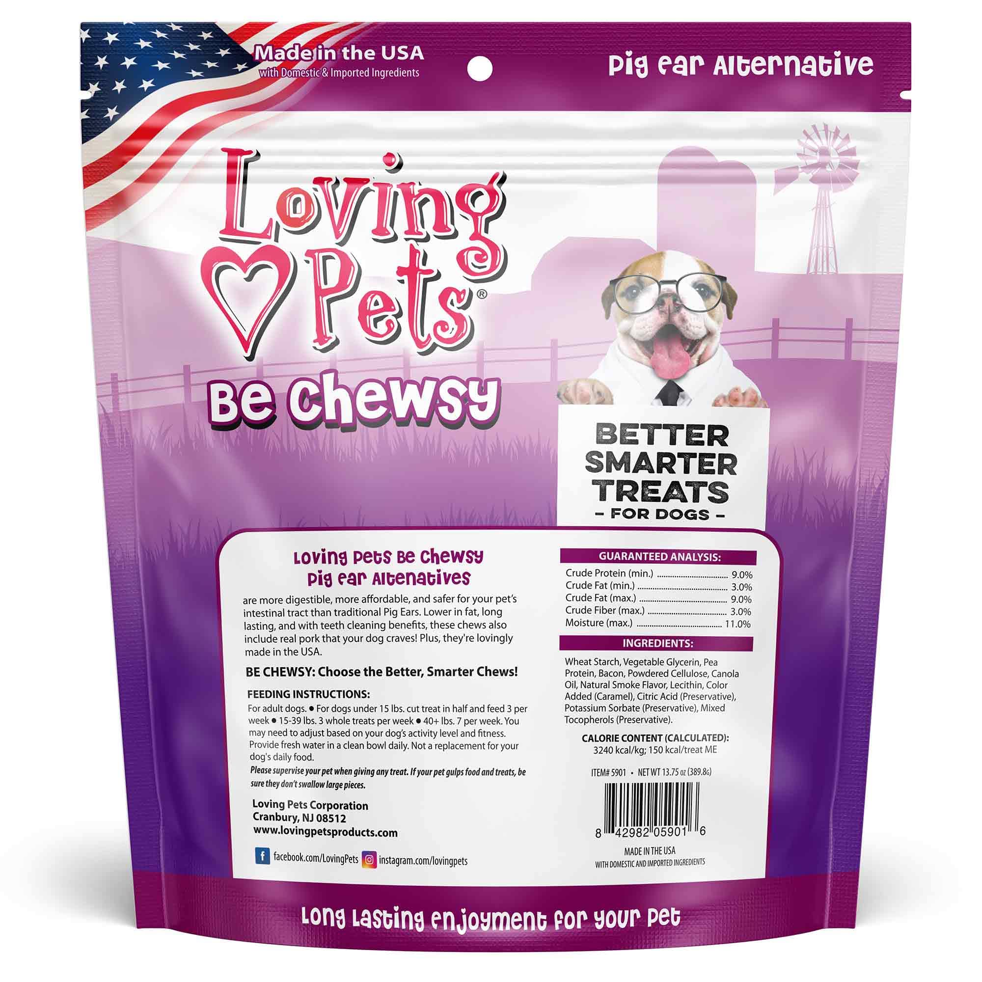 Loving Pets - Be Chewsy Pig Ear Alternative for Dogs Pig Ear Dog Treats for Small, Medium & Large Dogs (10 Pack)