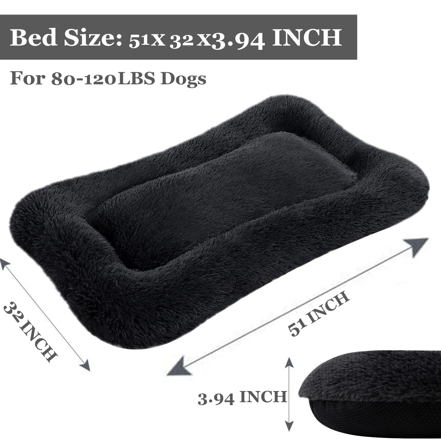 Coohom Deluxe Plush Dog Bed Pet Cushion Crate Mat,Fulffy Comfy Kennel Anti-Slip Washable Pad For Medium Large X-Large Dogs(Xx-La