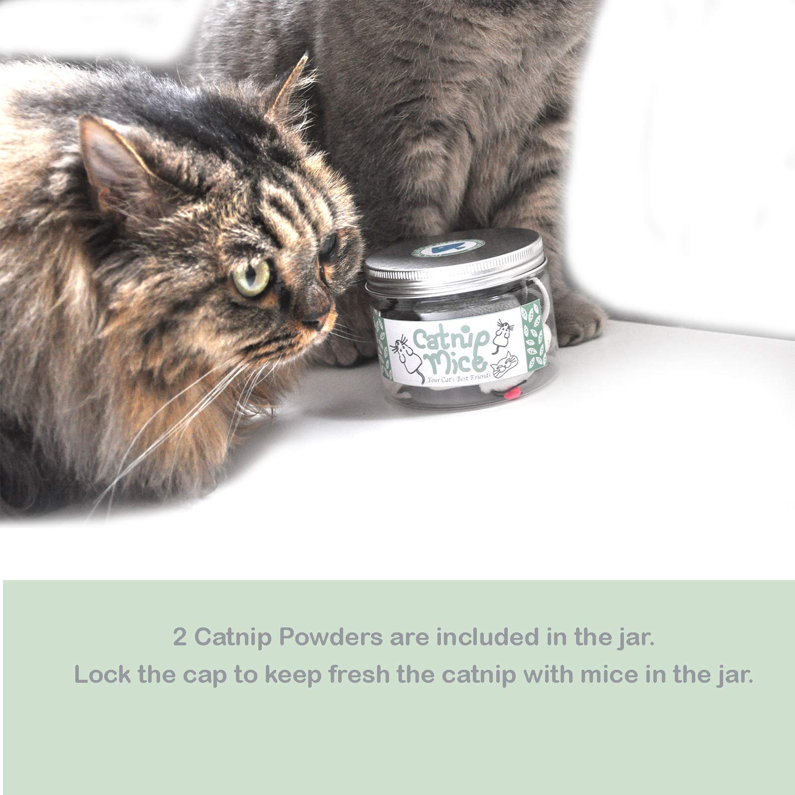 Ballmie Catnip Mice For Cat Toys With Rattle Bell Mouse Kitty Toys (White & Grey)