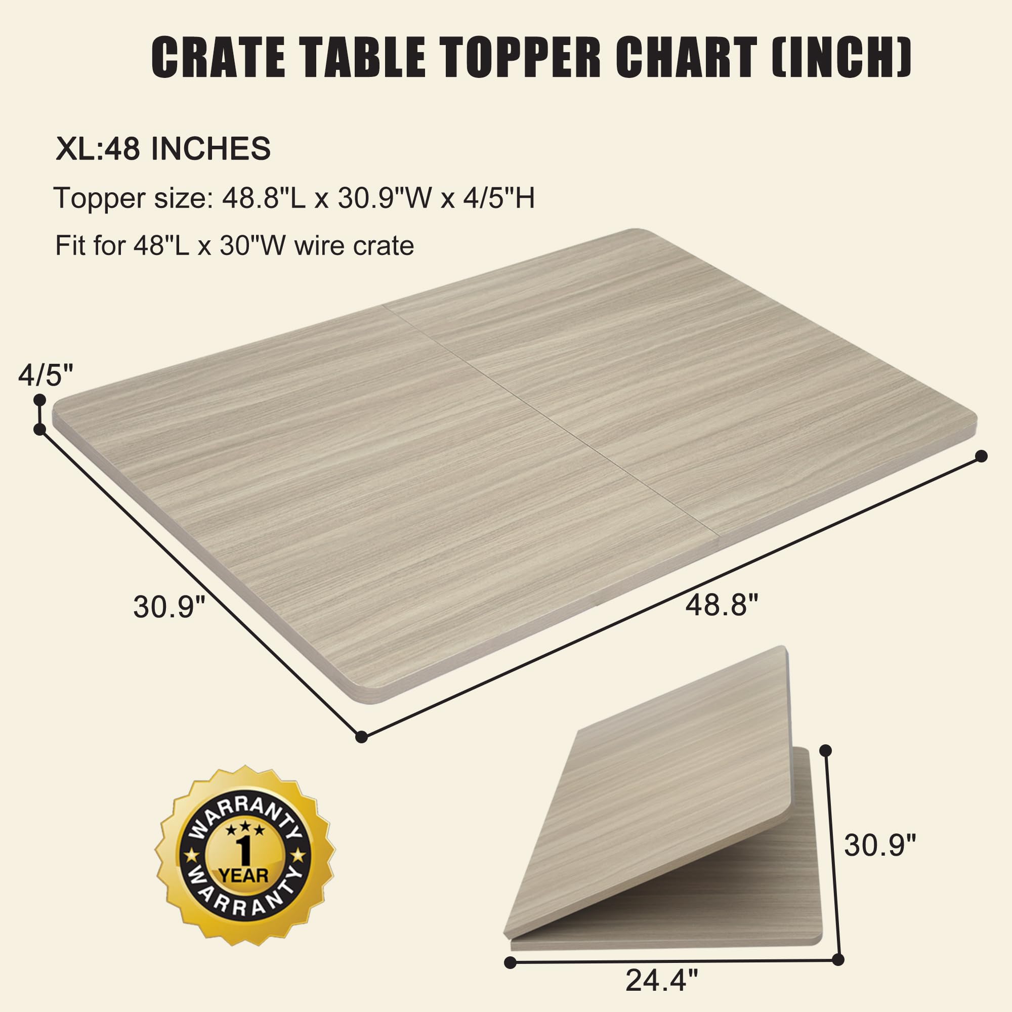 Deblue Dog Crate Topper, Crate Topper For 48In Wire Dog Cages, Wooden Dog Kennel Table Top For Large Dog, Foldable, Portable, Mo