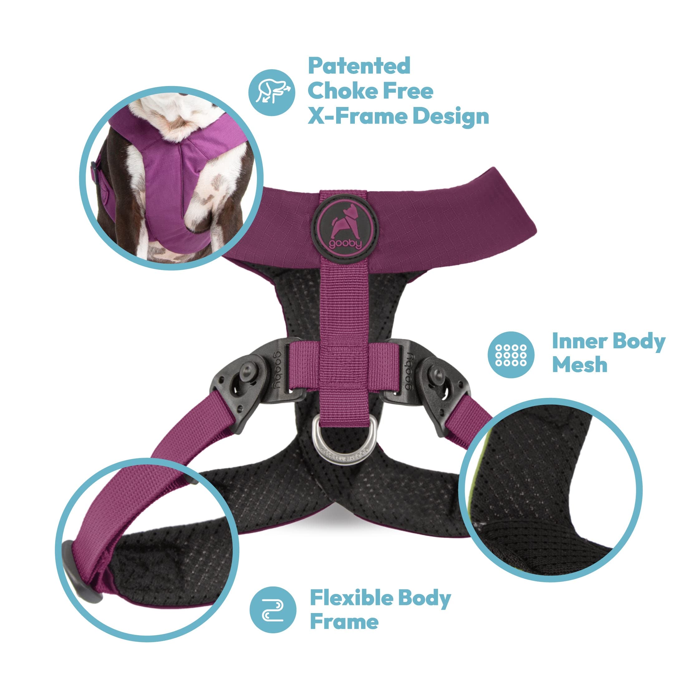 Gooby Comfort X Harness - No Pull Dog Harness with Rotational Buckles, Small (13.5-16.75") - Turquoise, Model 04205-TQS-S