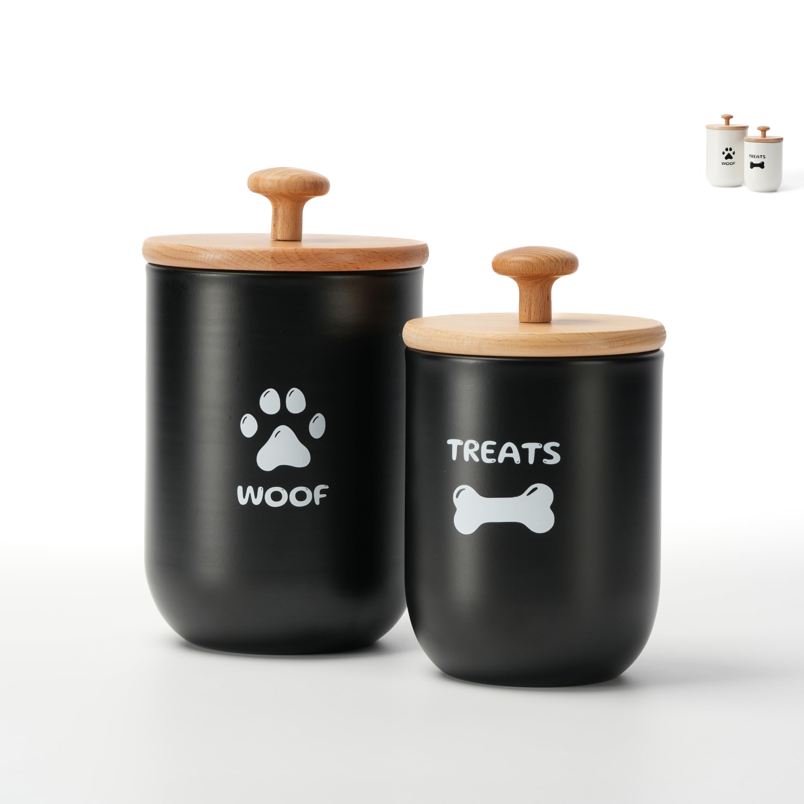 OTTENON Dog Treat Container Set of 2, Dog treat jar with Airtight Lid, Small dog food container, Dog Cookie Jar for kitchen Coun