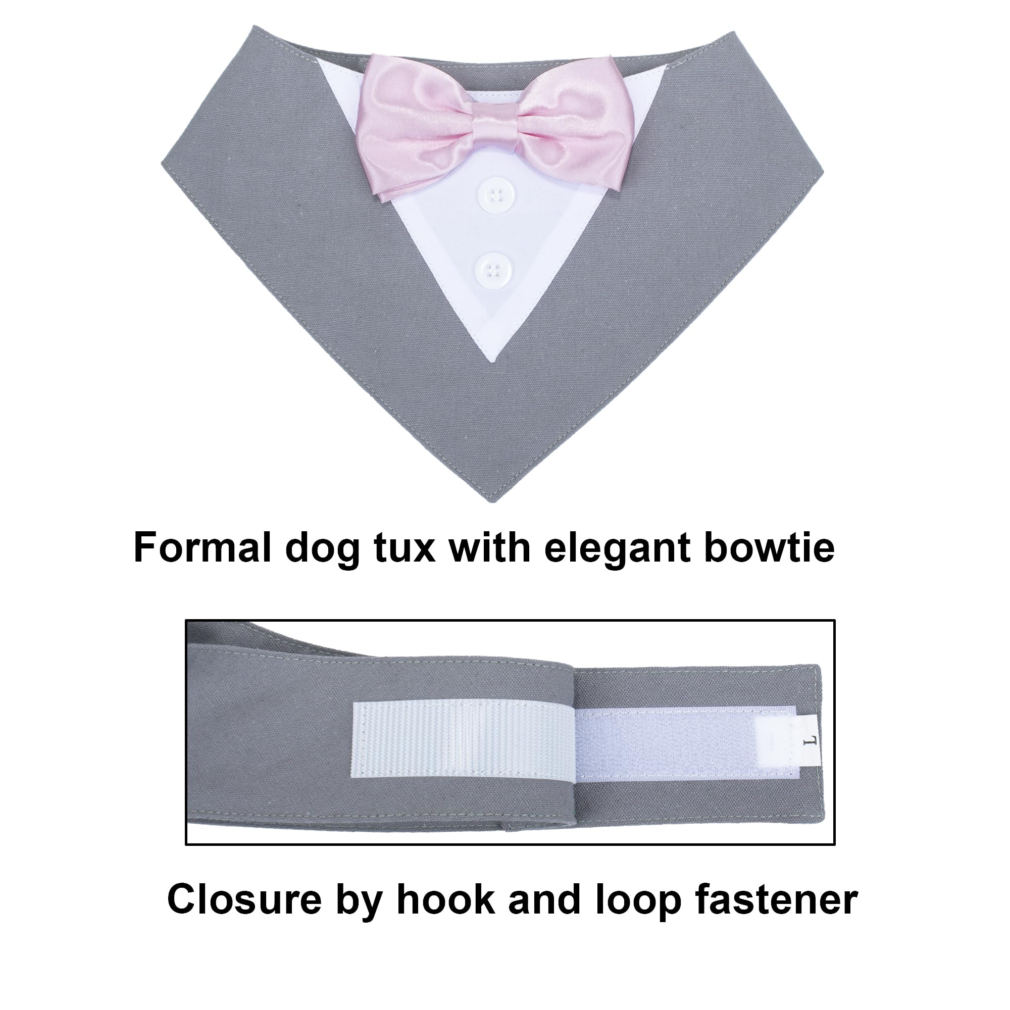 Adoggygo Formal Dog Tuxedo Wedding Pet Bandana Collar With Bowtie, Adjustable Birthday Wedding Formal Tux Costumes For X-Small P