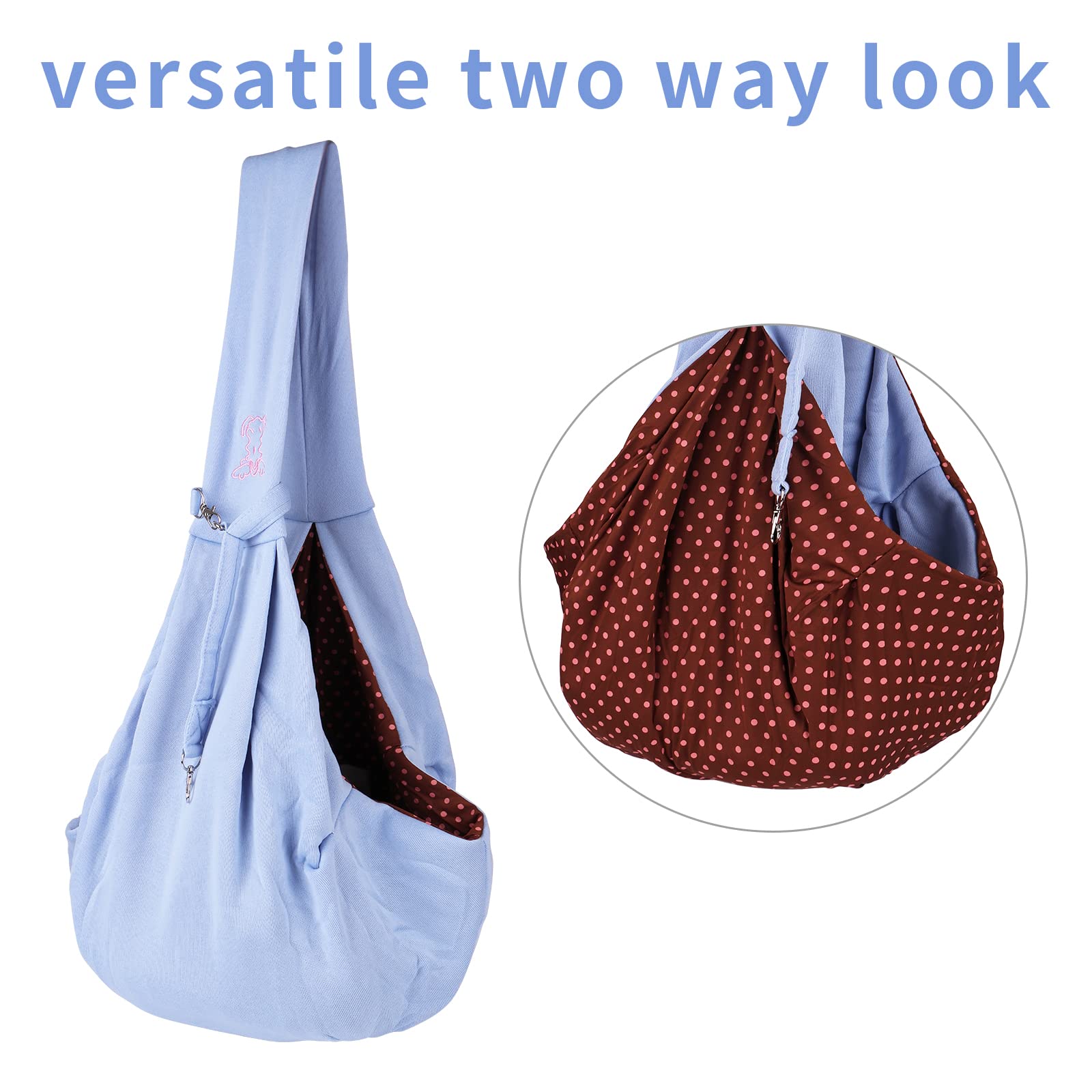 Small Dog Cat Sling Carrier,Hands Free Reversible Pet Carriers Bag,Pet Carrier Shoulder Crossbody Pet Slings Suitable for Puppy,