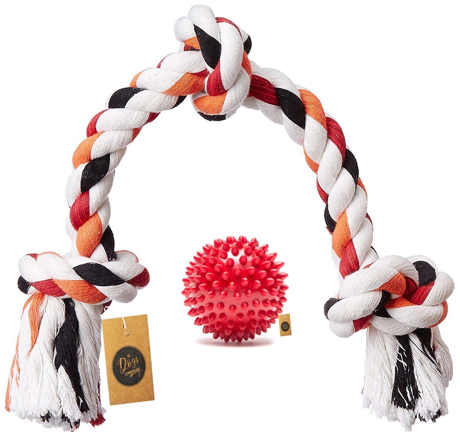 The Pets Company Spike Ball and 3 Knots Toy, Dental Dog Toy for Small Dogs