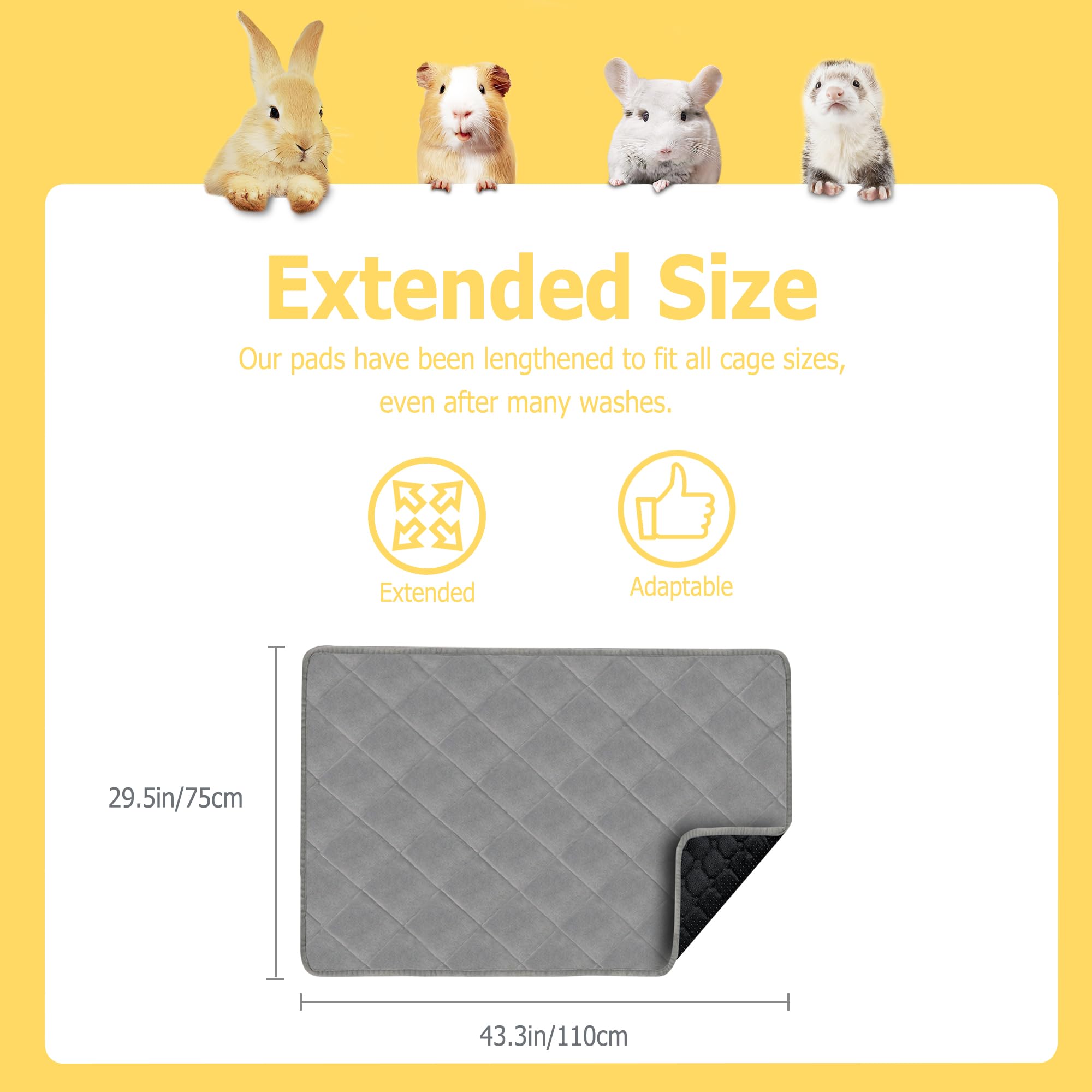 Guinea Pig Cage Fleece Liners, C&C 2X3 Washable Rabbit Bedding For Midwest Cage, Reusable & Anti Slip & Waterproof, Absorbent Gu