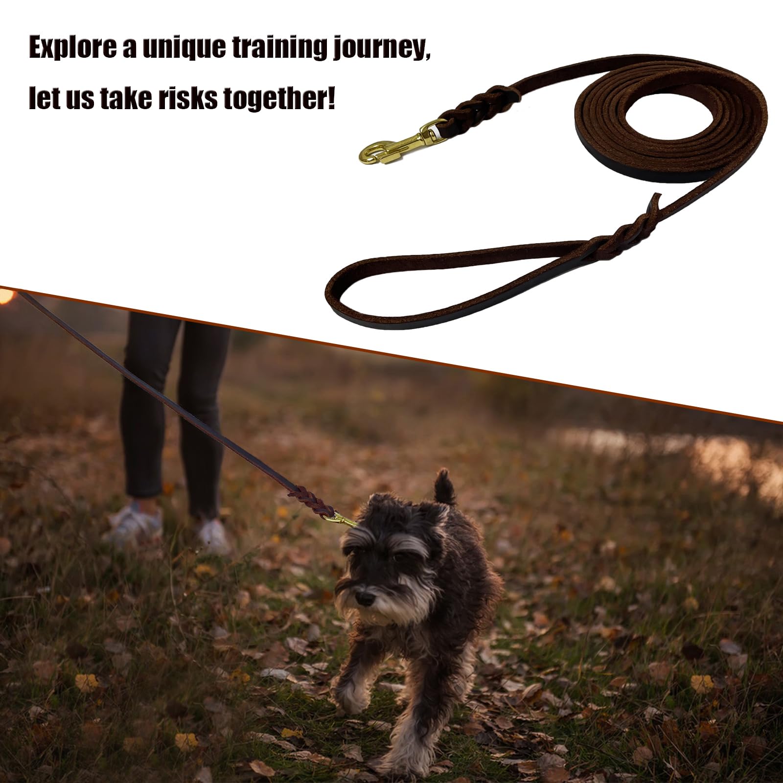 Lwbmg Long Leather Dog Leash 20Ft,Long Line Leashes,Strong Sturdy Genuine Leather Braided Dog Lead, Soft And Comfortable Leash F