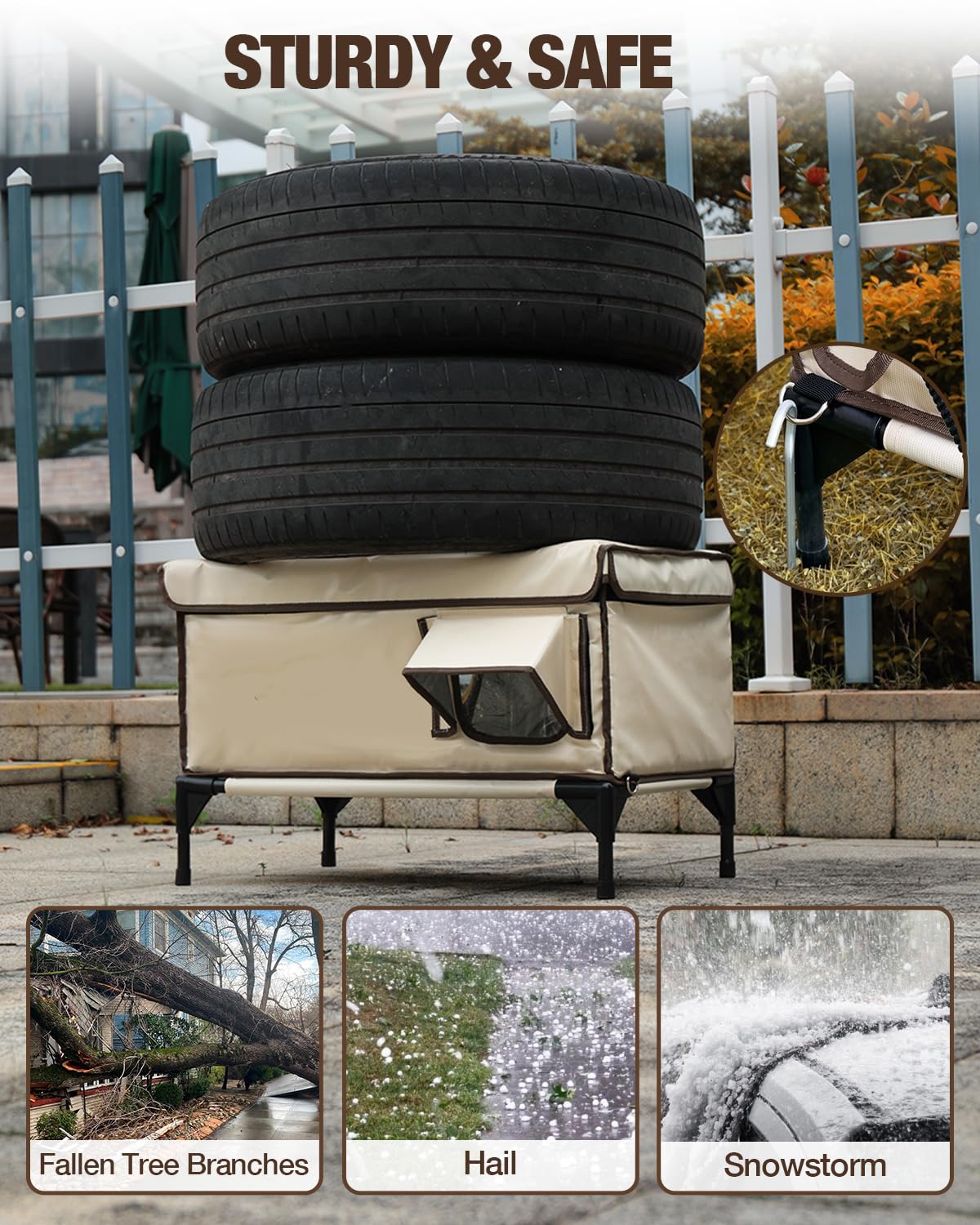 Heated Cat House For Outdoor Cat In Winter, Safe Escape Door & Waterproof & Insulated, Weatherproof Heated Cat Bed Kitty Shelter
