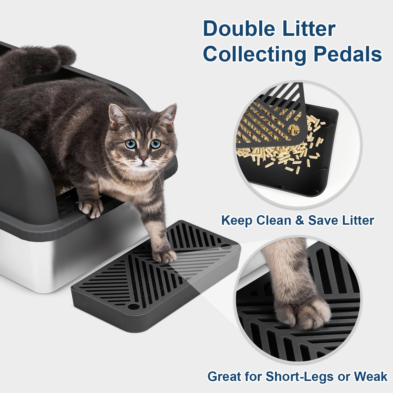 Stainless Steel Cat Litter Box With Enclosed Lid Extra Large Litter Box For Big Cats Xl Metal Litter Tray Pan With High Sides Wa