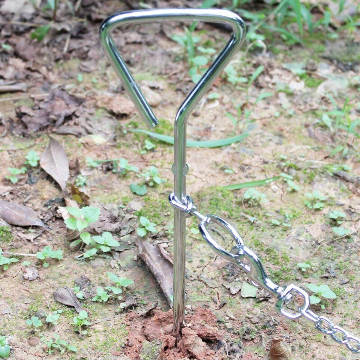 Katzco 2 Dog Tie-Out Stake - Heavy Duty 16 '' Dog Stakes For Outside, Yard And Camping, Corkscrew Arrowhead Design With Tangle-F