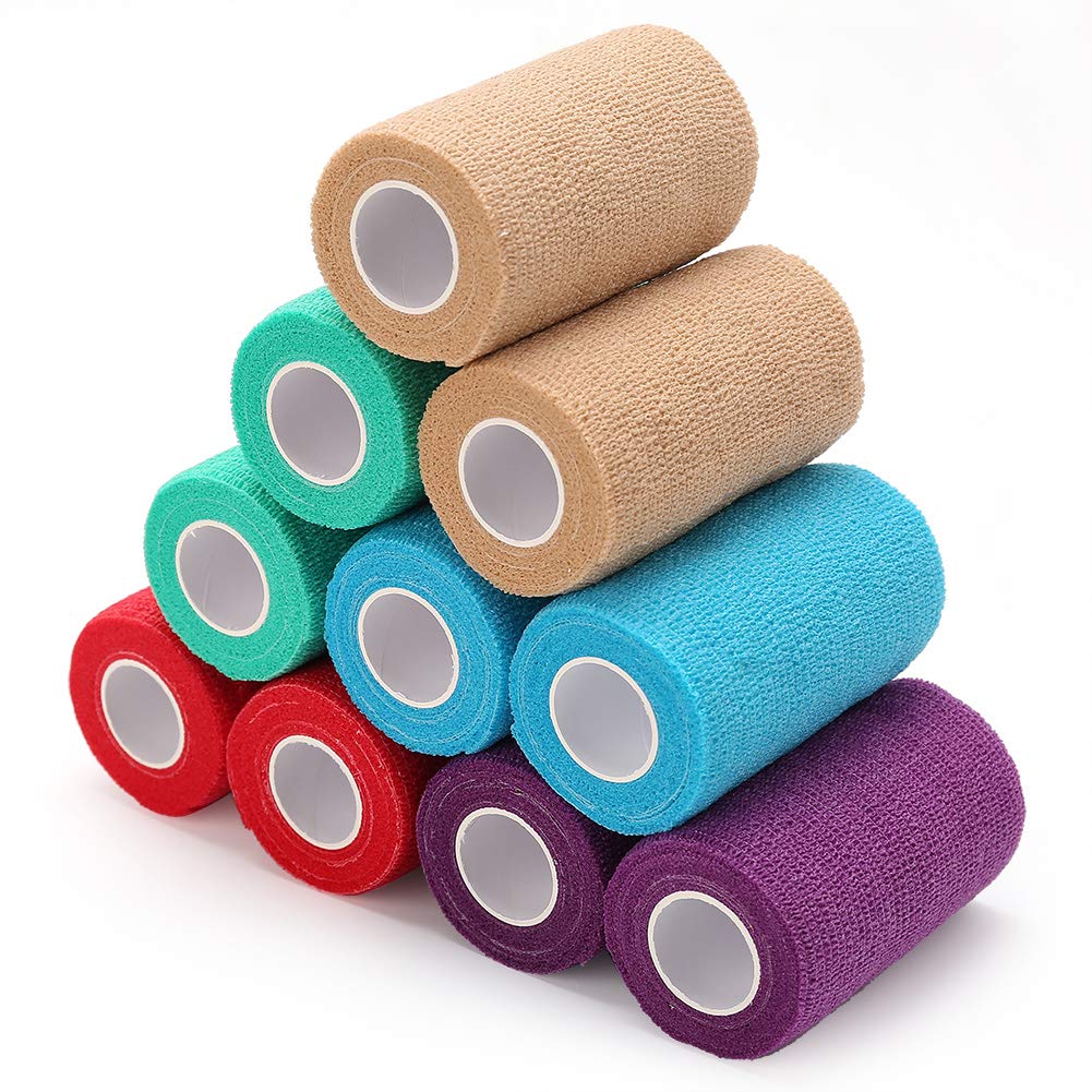 LotFancy Vet Wrap for Horses, 10 Pack, 3 inch by 5 Yards, Self Adhesive Bandage Wrap, Non-Woven Medical First Aid Tape for Pet D