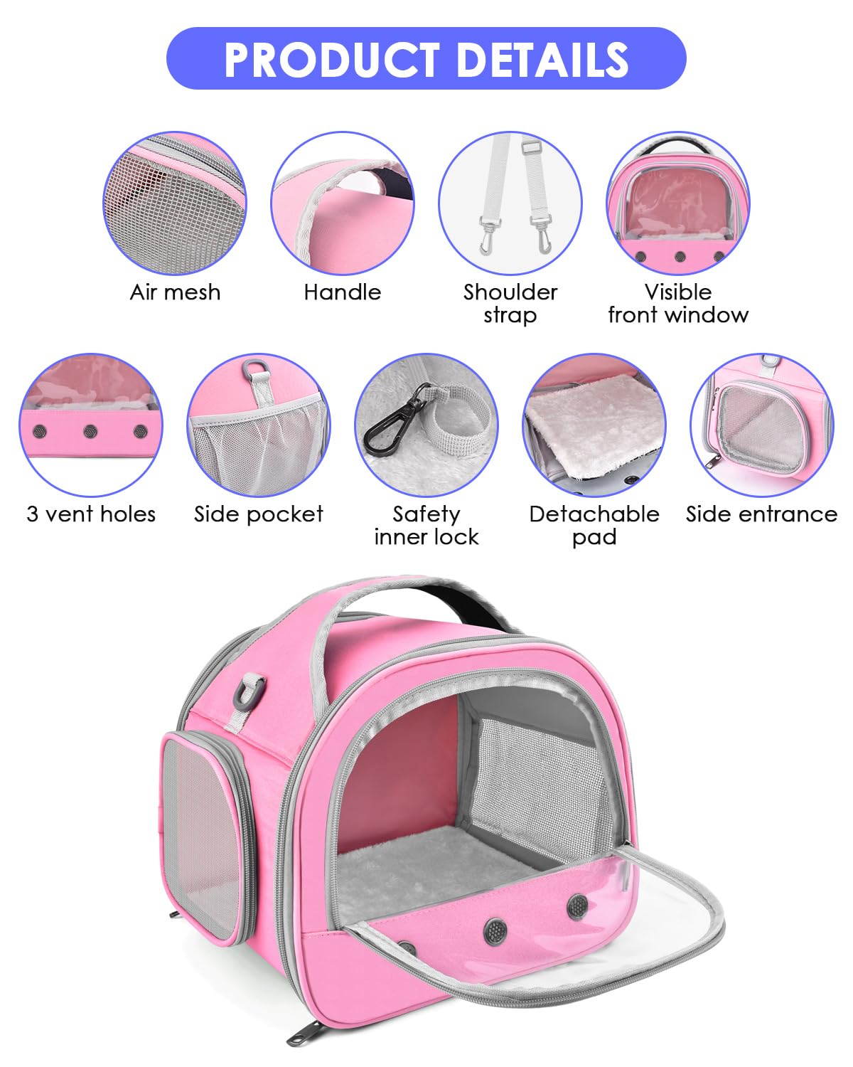 Bissap Guinea Pig Carrier Bag, Portable Small Animal Carrier Pouch For Hamster Chinchilla Bunny Hedgehog Lizard Bearded Dragon B