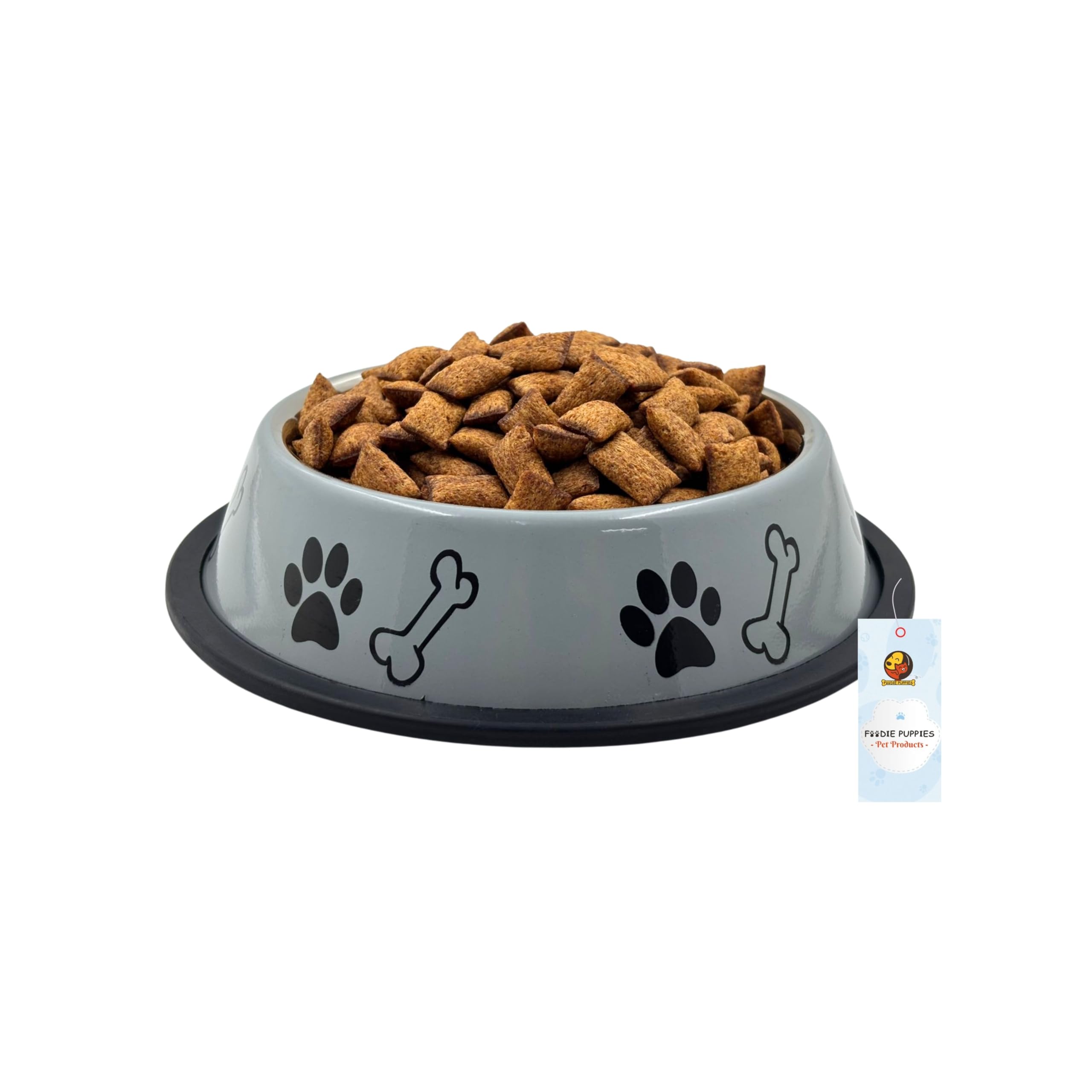 Foodie Puppies Stainless Steel Paw Bone Printed Bowl For Dogs, Cats & Any Pets  700Ml, Medium (Grey) I NonSkid Rubber Bottom F