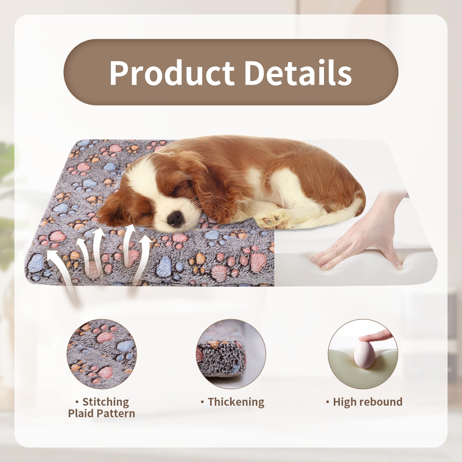 Dekeyoo Dog Crate Mats Bed For Small Dogs, 24X16 Inch Short Plush Pet Mat, 1.6-Inch Thick Thin Kennel Pad, Machine Washable Idea