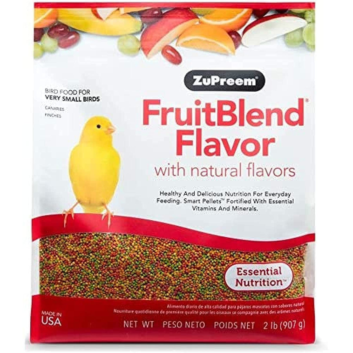 Zupreem Fruitblend Flavor Pellets Bird Food For Very Small Birds, 2 Lb - Daily Blend Made In Usa For Canaries, Finches