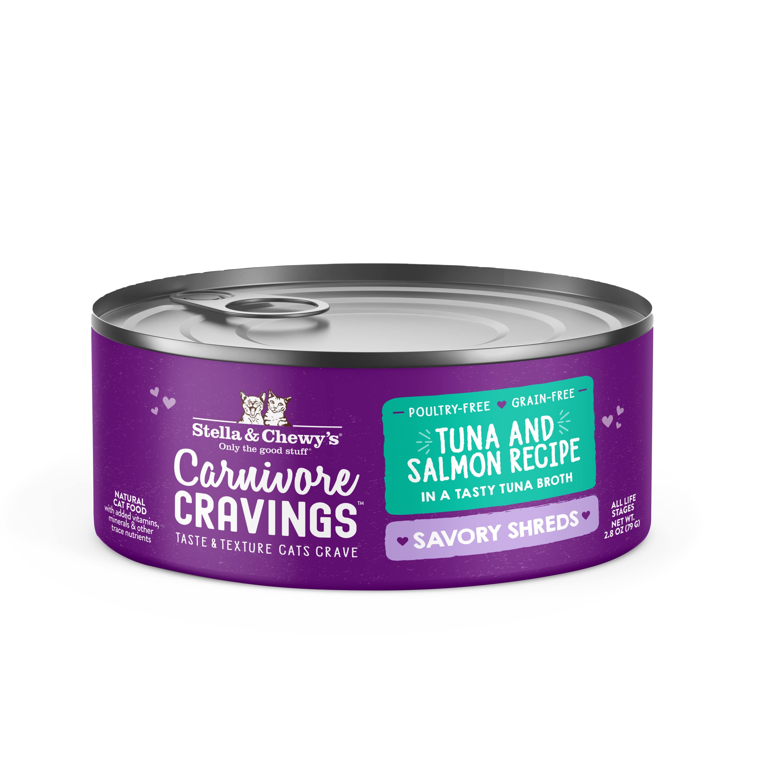 Stella & Chewy s Carnivore Cravings Savory Shreds Cans - Grain Free, Protein Rich Wet Cat Food - Wild-Caught Tuna & Salmon Reci