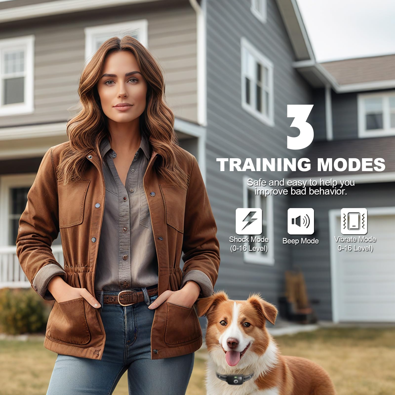 Heaflex Dog Shock Collar Featuring A Touch Screen, E-Collar With Security Lock And 3 Training Modes, Rechargeable, Waterproof Do