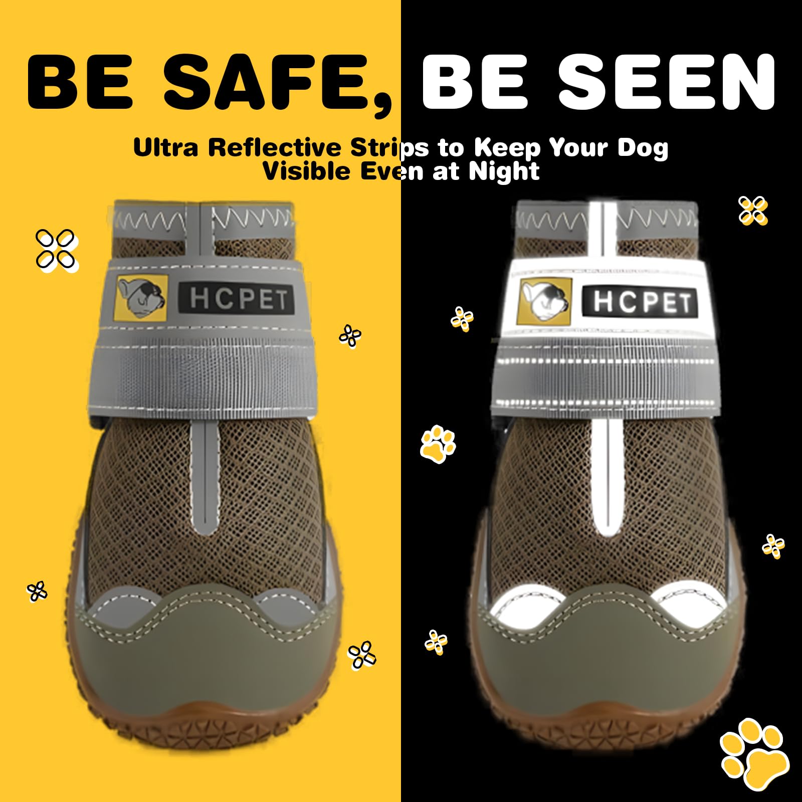 Hcpet Dog Boots Breathable Dog Shoes For Medium Large Dogs, Anti-Slip Dog Booties Paw Protector For For Hot Pavement Winter Snow Hiking With Reflective Straps 4Pcs
