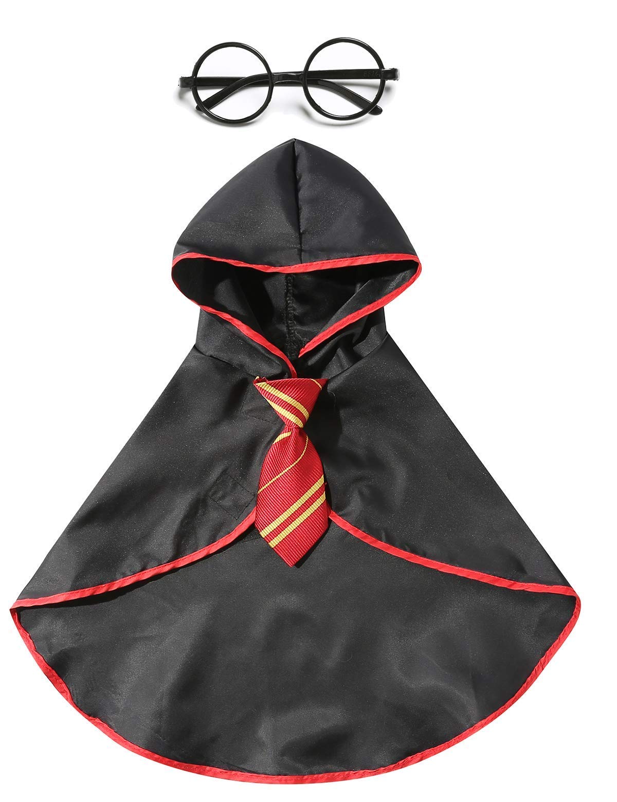 Impoosy Pet Halloween Dog Hoodies Funny Cat Wizard Costume Cute Apparel Soft Shirts Clothes With Glasses (X-Large,Neck:21')
